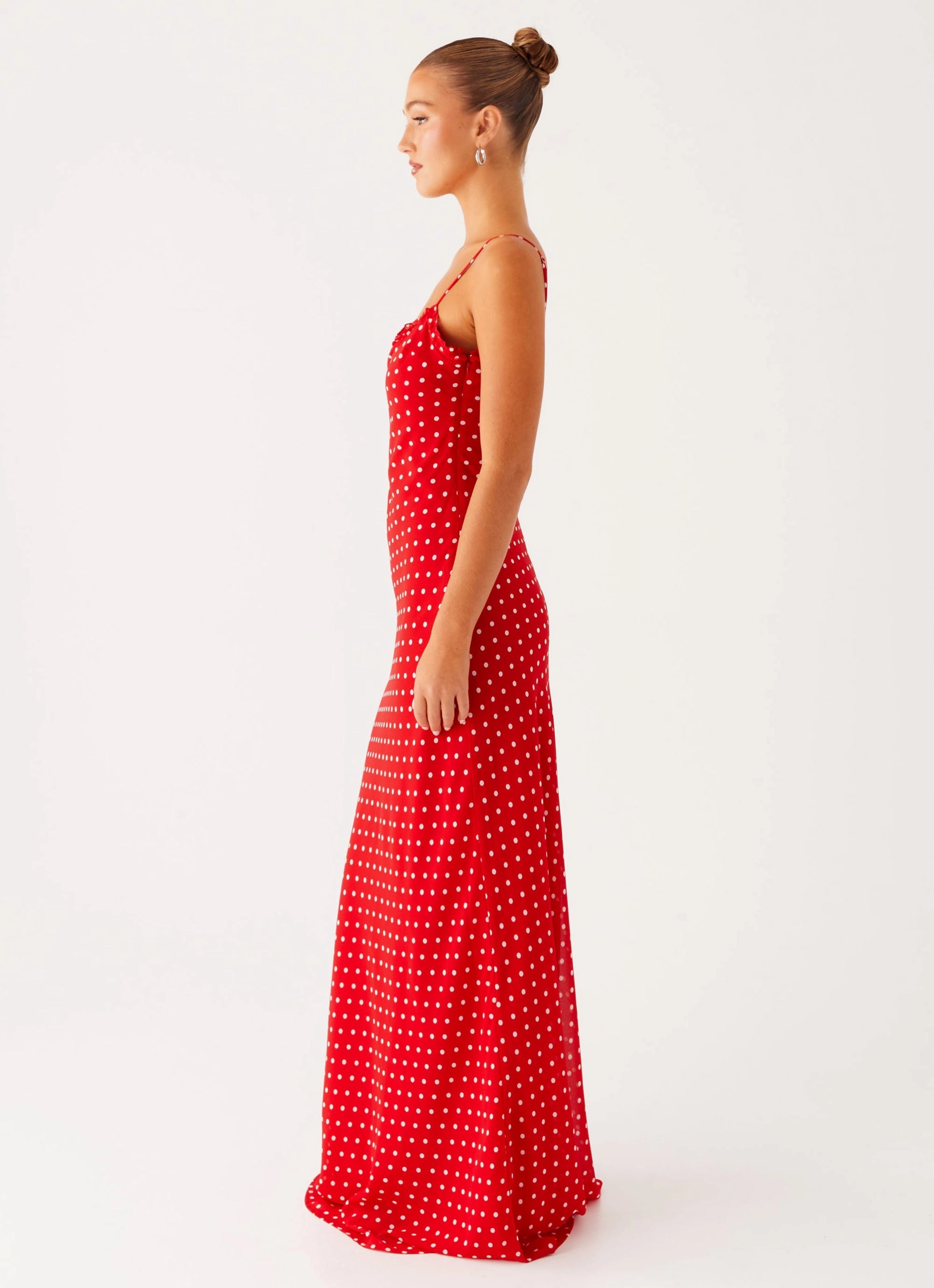 Pareo Maxi Dress - Red Polka Dot Soft Tone