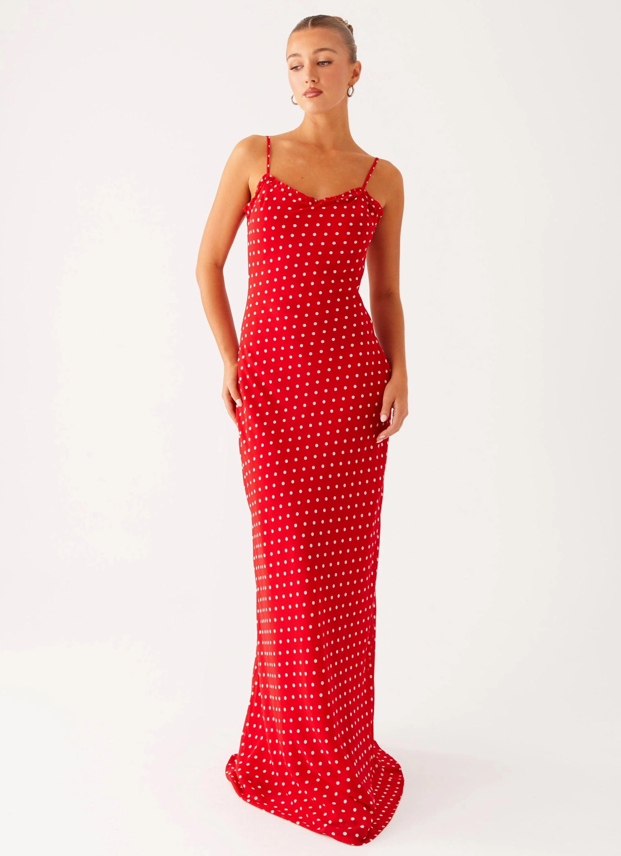 Red Carpet Pareo Maxi Dress - Red Polka Dot