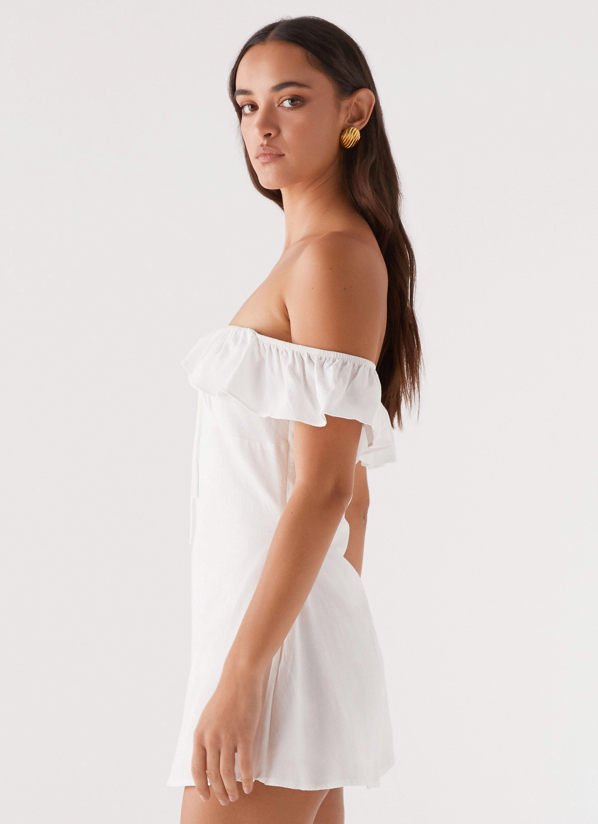 Effortless Comfort Tailored Fit Texas Sun Linen Mini Dress - White