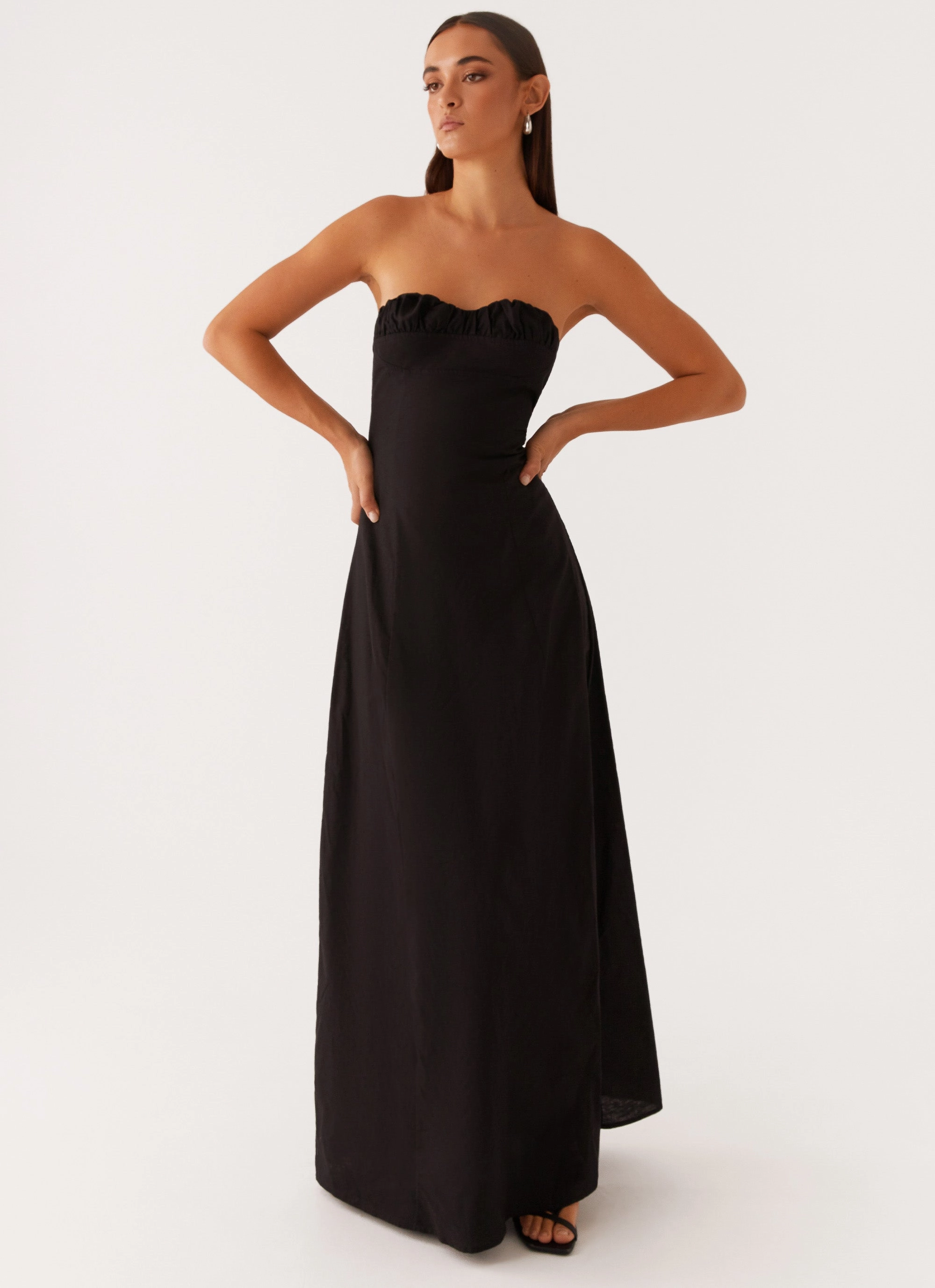 Light Weight Tayla Linen Maxi Dress - Black