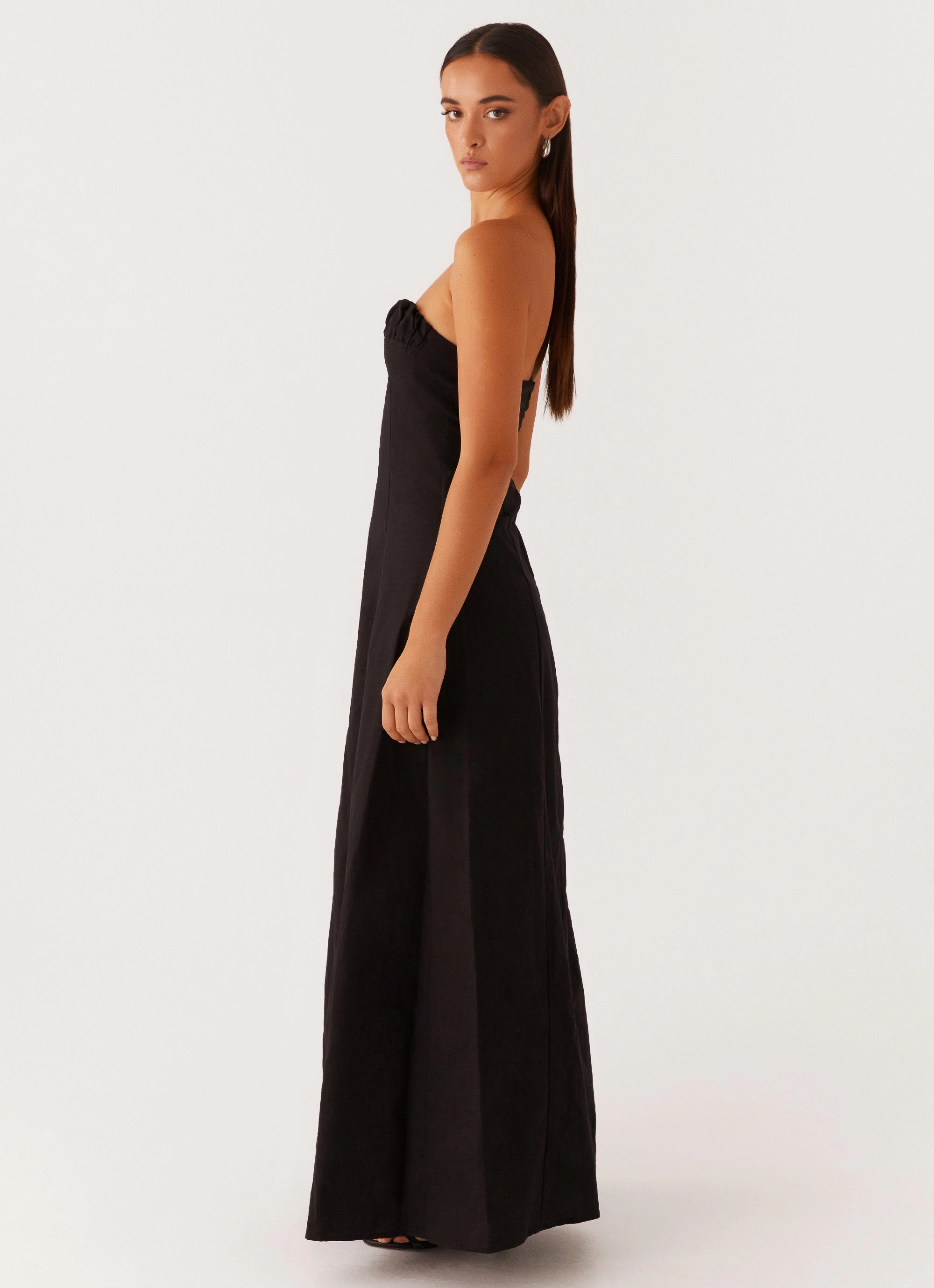Tayla Linen Maxi Dress - Black Artistic Vibe Fall Layer