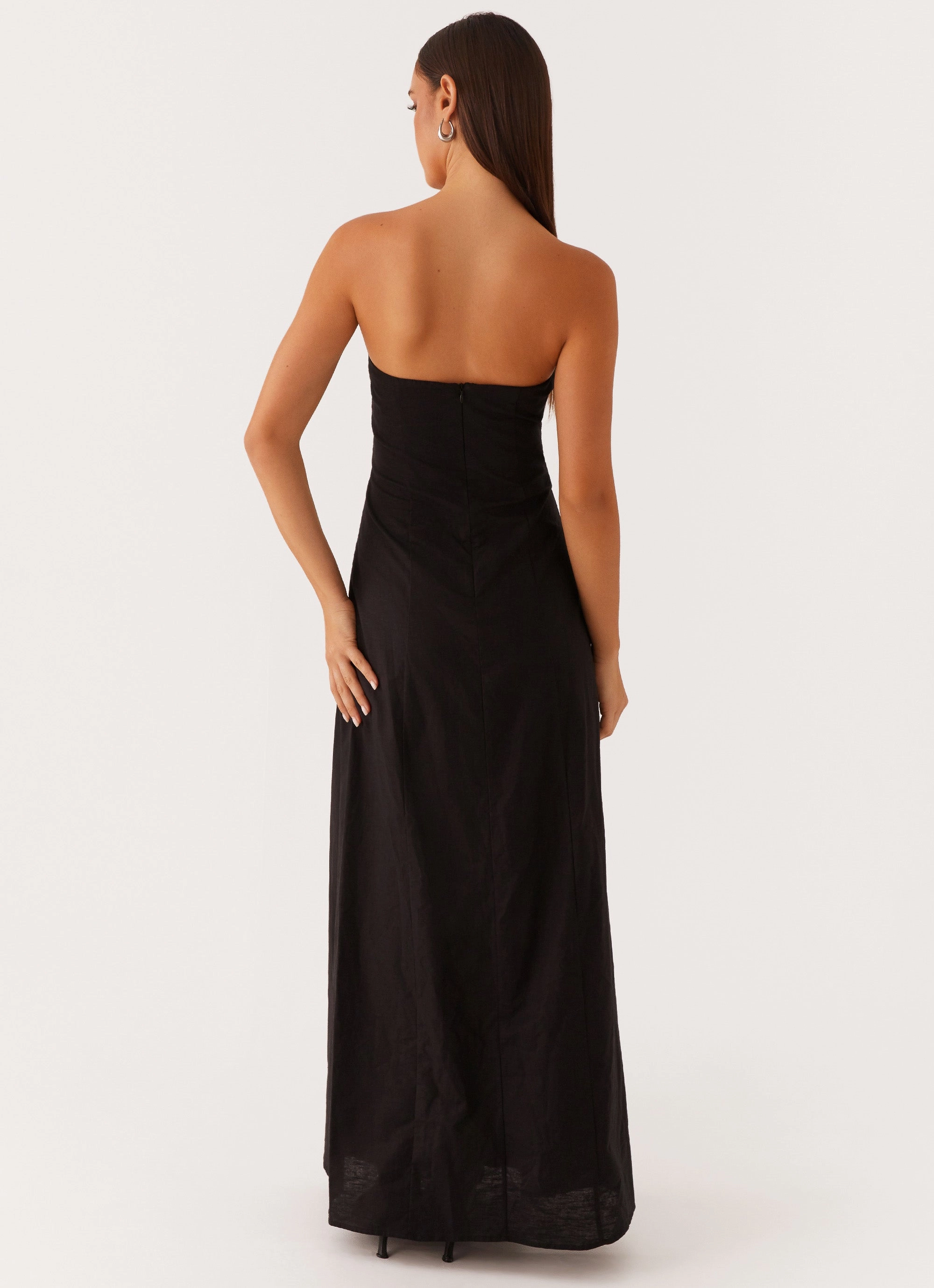 Tayla Linen Maxi Dress - Black Breezy Comfort Layered-Look