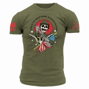 Relaxed Torso Fit Minimalist fashion Death Before Dishonor T-Shirt - Military Green