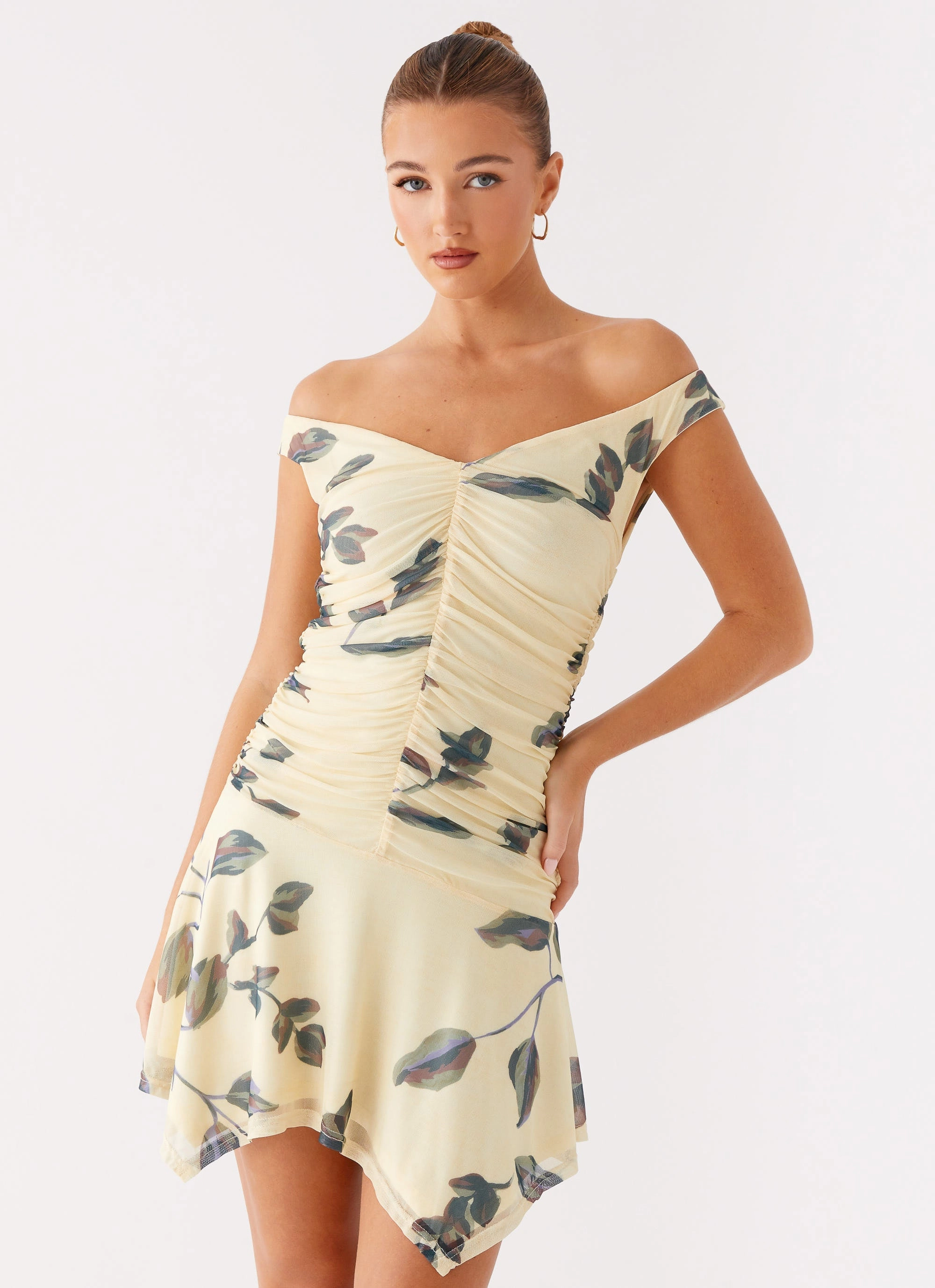 Saturated Hue Cool Movement Josette Mini Dress - Buttercream Bliss