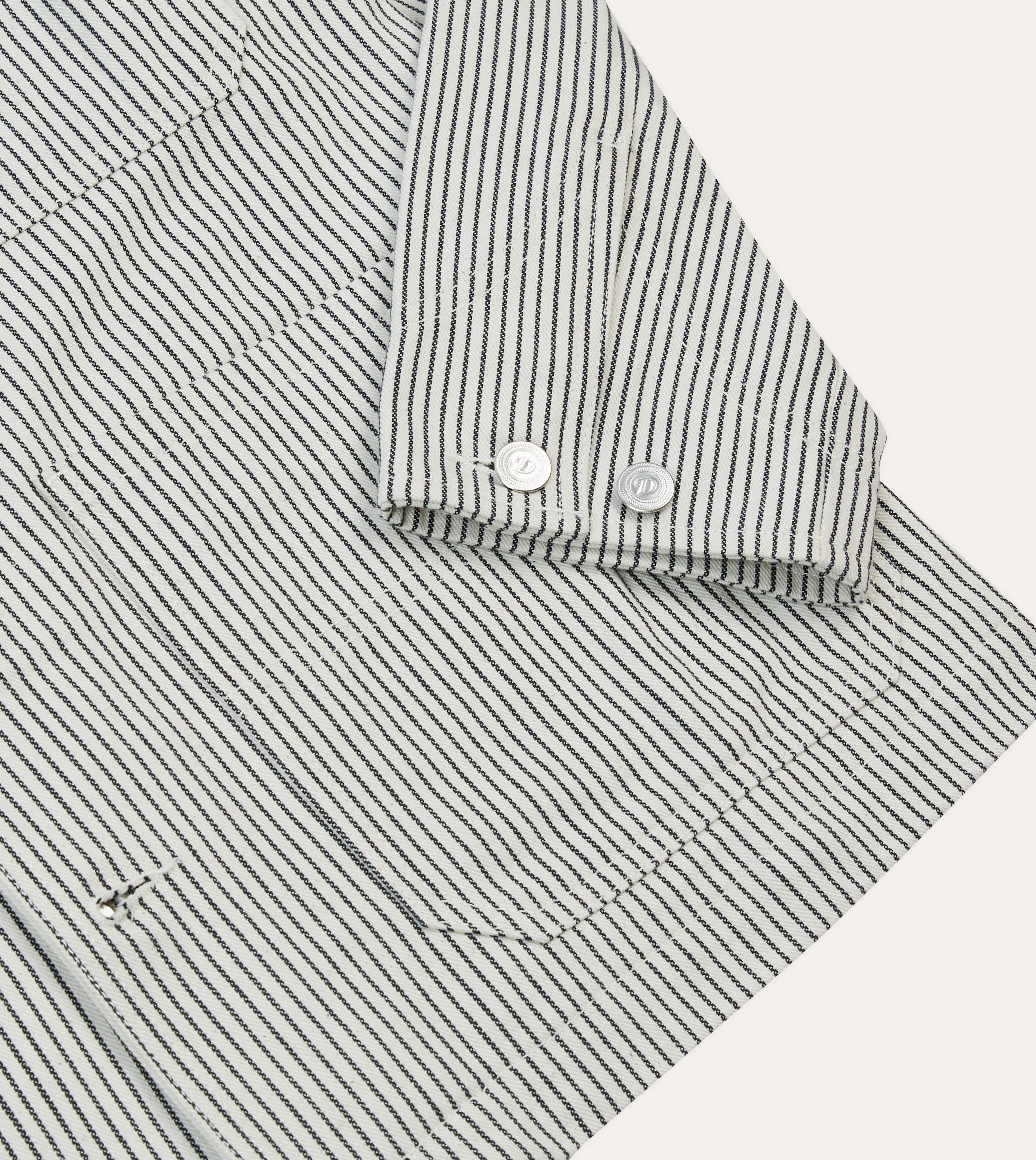 Navy and Ecru Stripe Cotton Stoker Jacket Persist