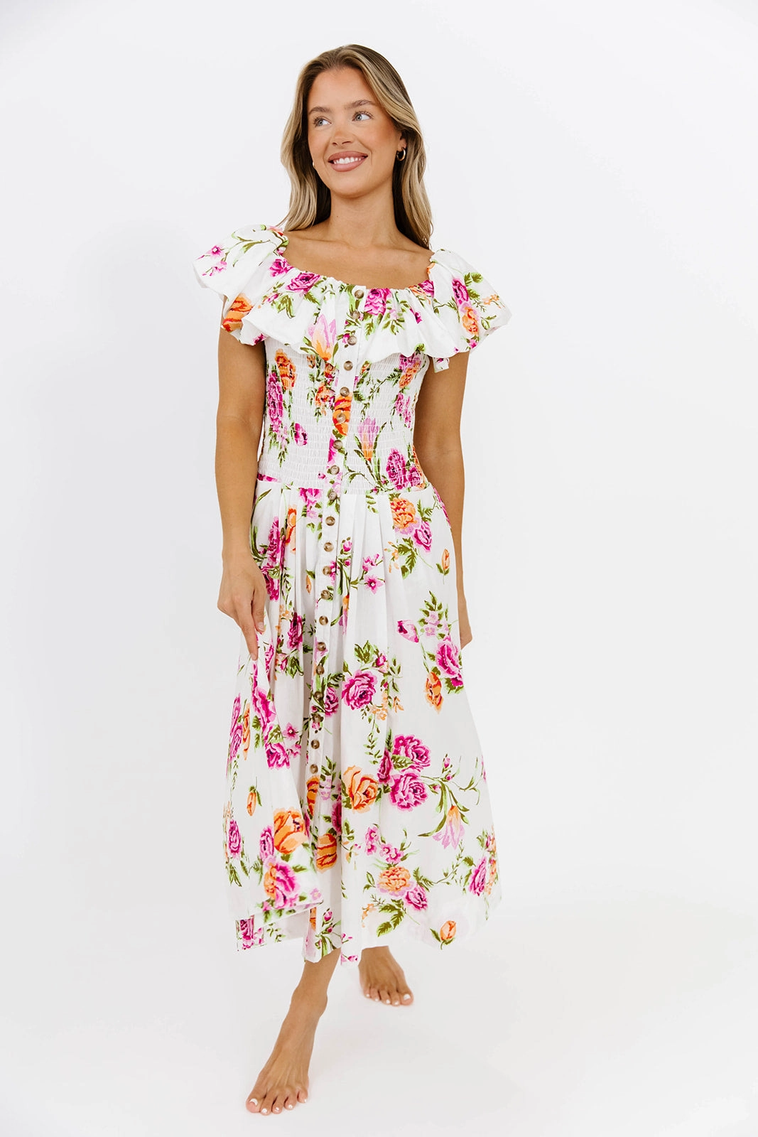 Playful Twist Laney Floral Maxi Dress in White Floral *Final-Sale*