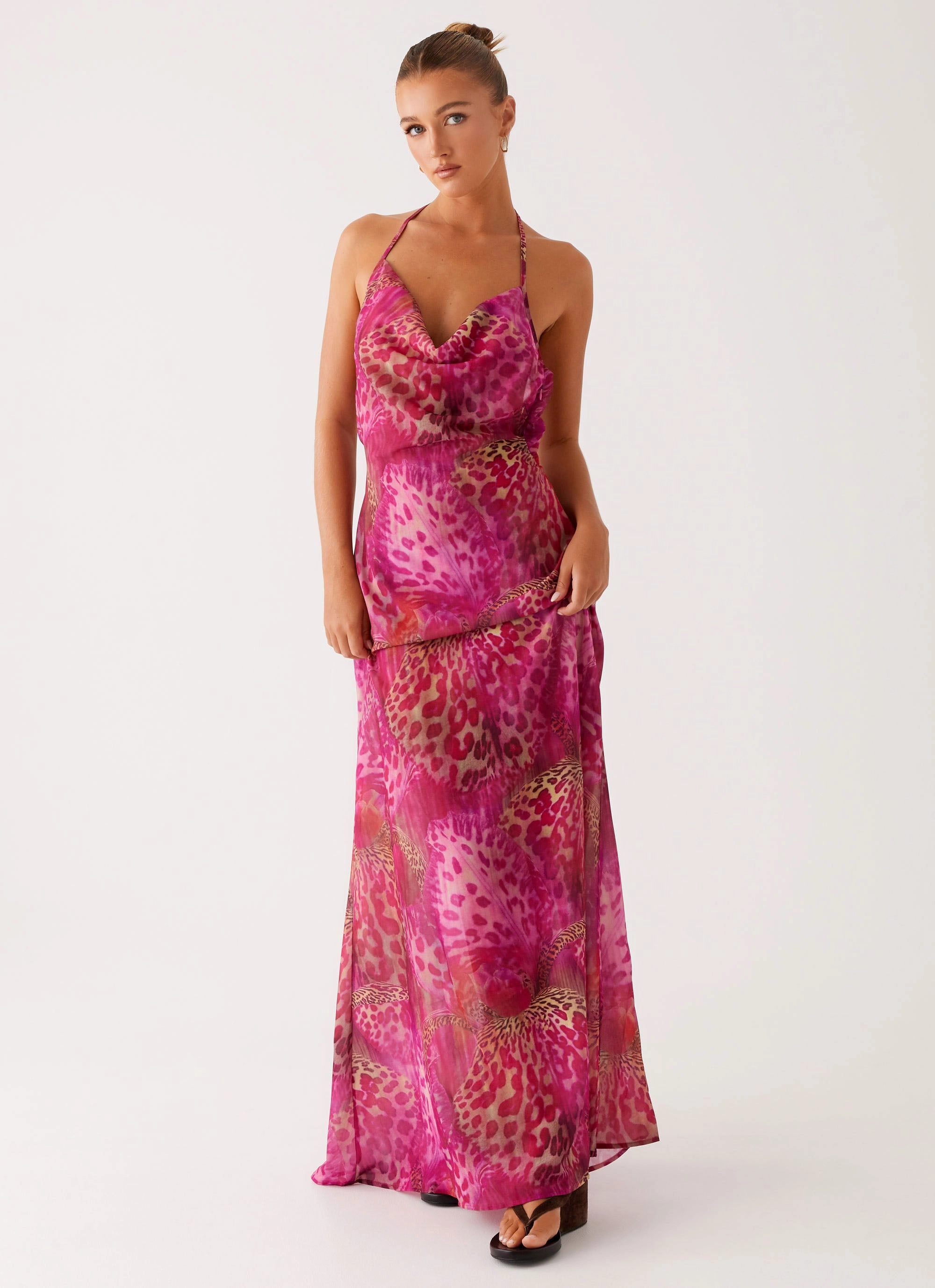 High-waist Tailored Piece Fantasy Maxi Dress - Lavender Lagoon