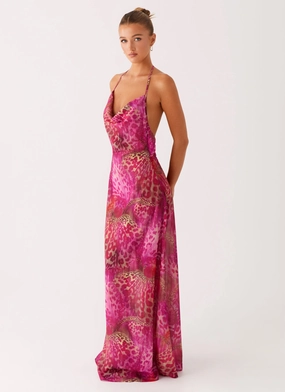 BiasCutSilhouette Soft and Chic Fantasy Maxi Dress - Lavender Lagoon