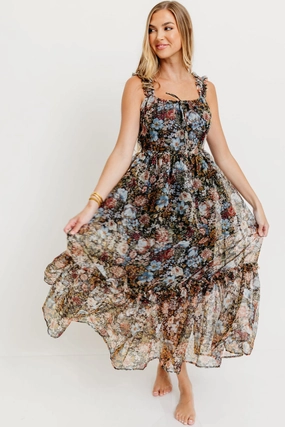 Vibrant evening gown Jiana Maxi Dress in Black