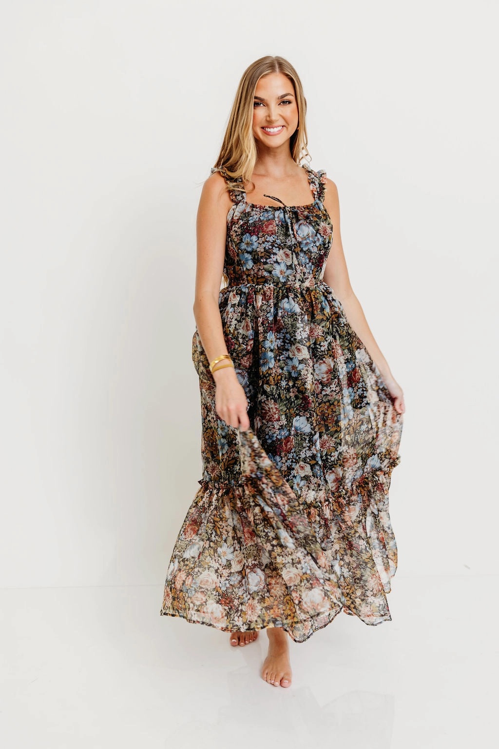 Jiana Maxi Dress in Black Shade Glow