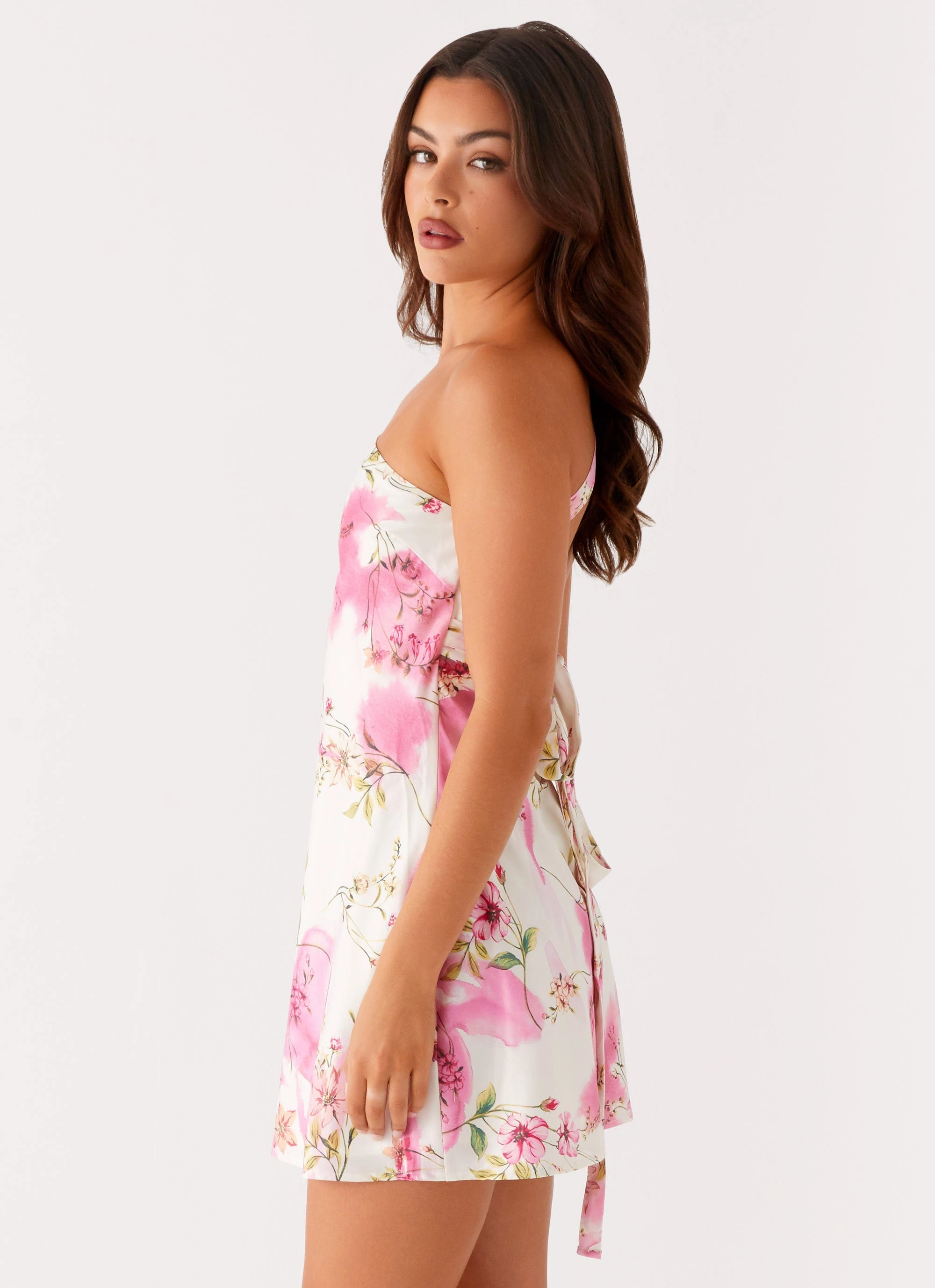 Lights Out Mini Dress - Ivory Floral Print Dreamy Motion flattering appearance