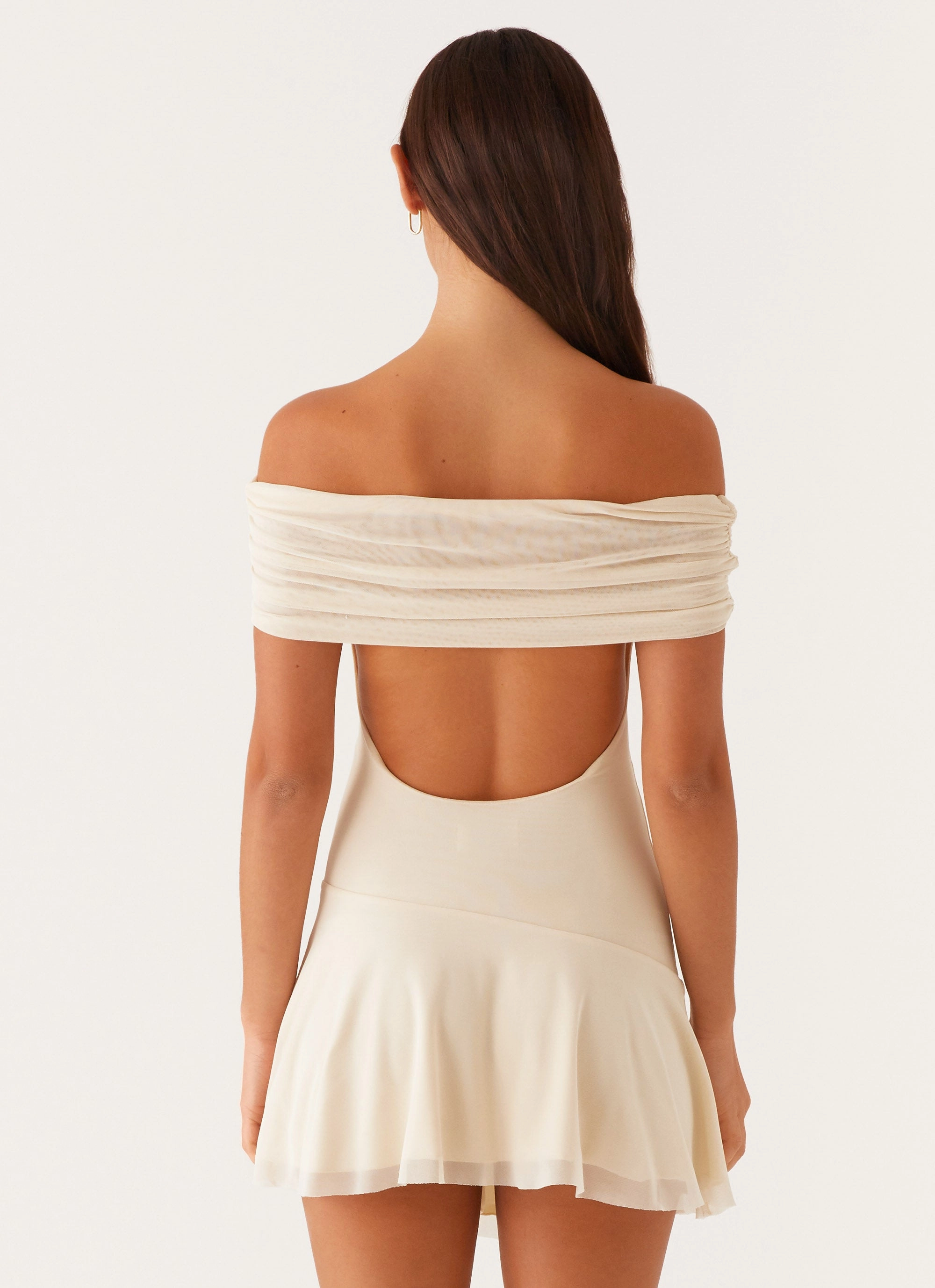 Finola Off Shoulder Mini Dress - Pastel Yellow Signature-Style