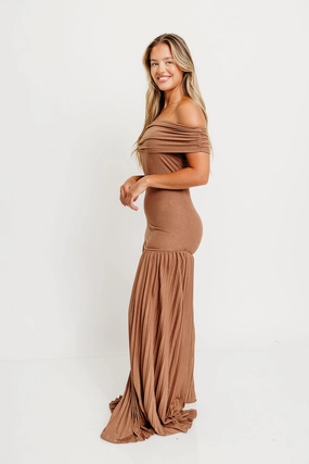 Lightweight Layer Elina Maxi Dress in Brown