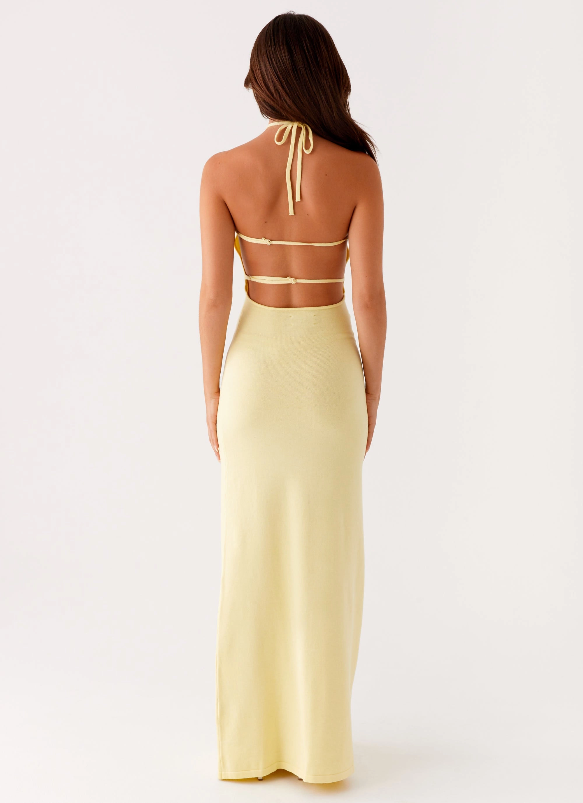Elisha Knit Maxi Dress - Yellow Shine Finish Basic Mood