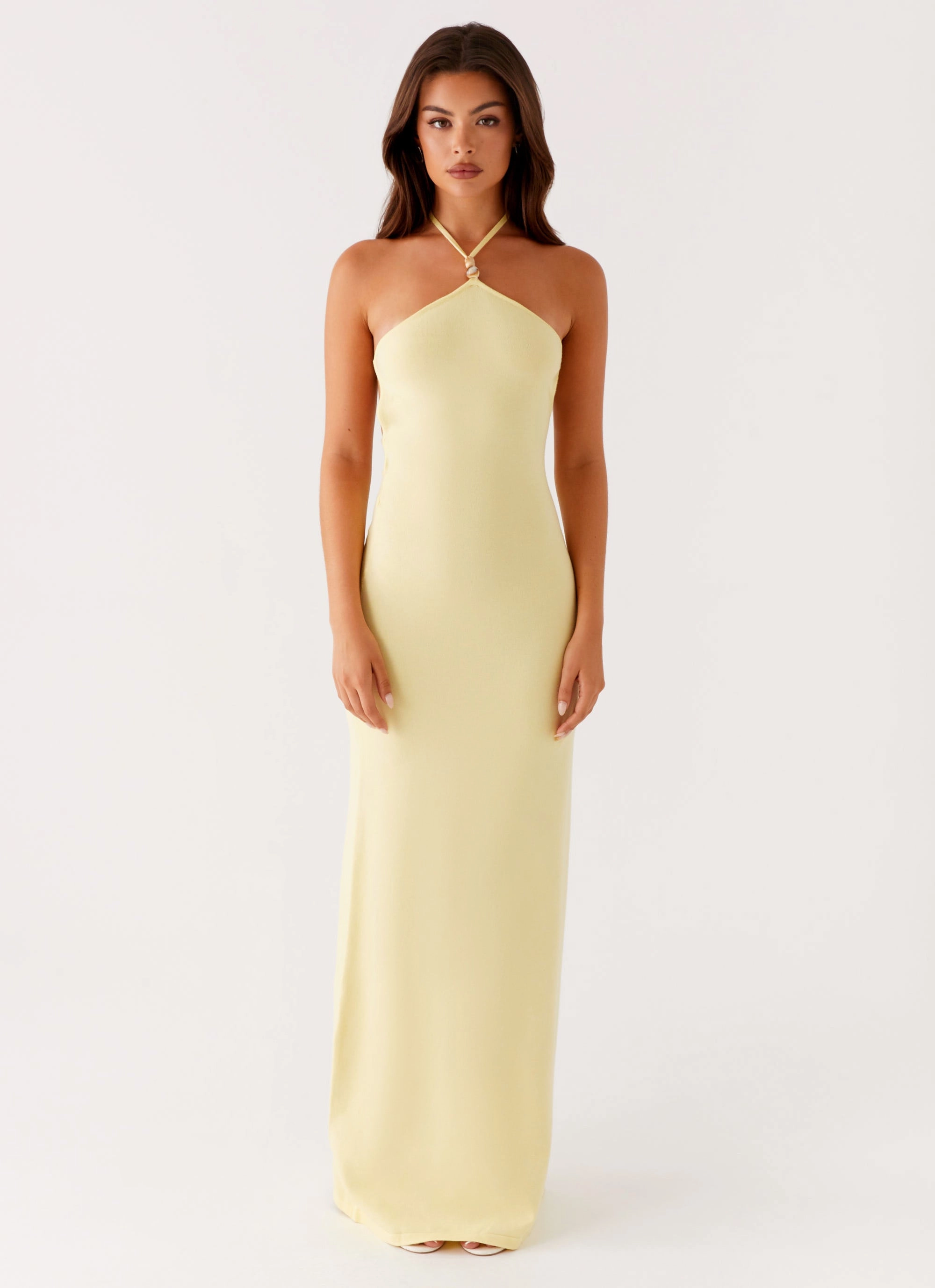 Elisha Knit Maxi Dress - Yellow Sleek Comfort Work Fitwear