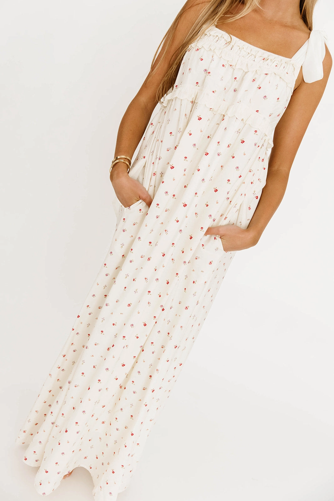 All Season Style Pure Tone Ellery Tank Maxi Dress with Bow Straps in Primrose - Bump Friendly