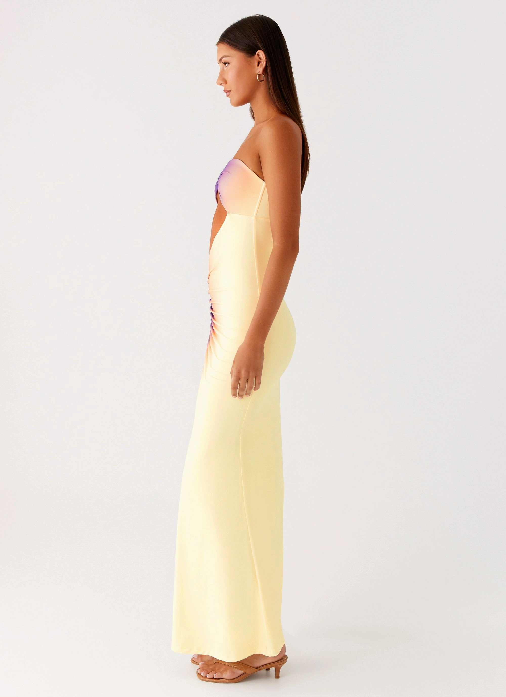 Frayed-Edge Ellisah Ombre Maxi Dress - Sunrise Ombre