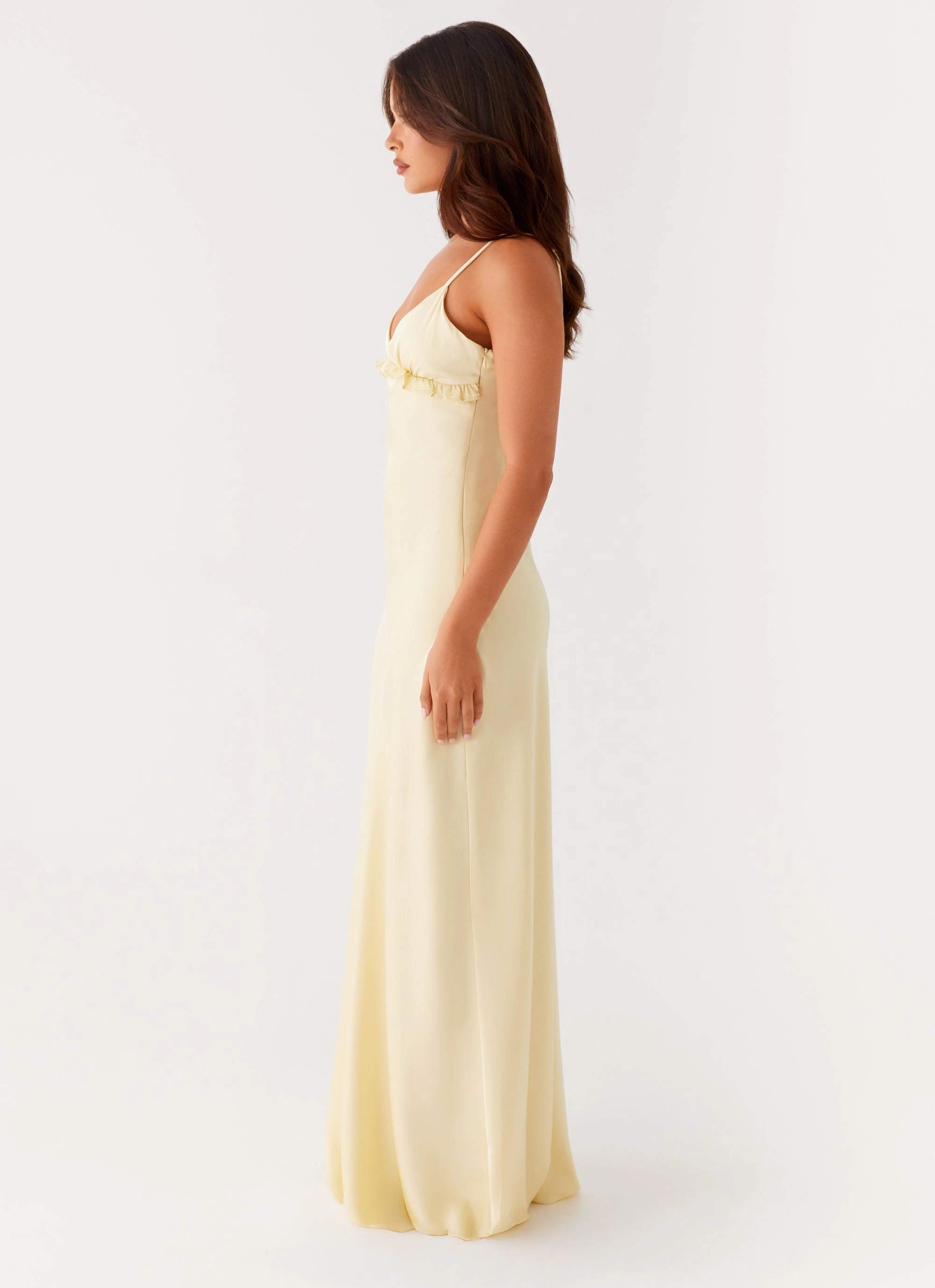 Elona Maxi Dress - Baby Yellow Silky Finish