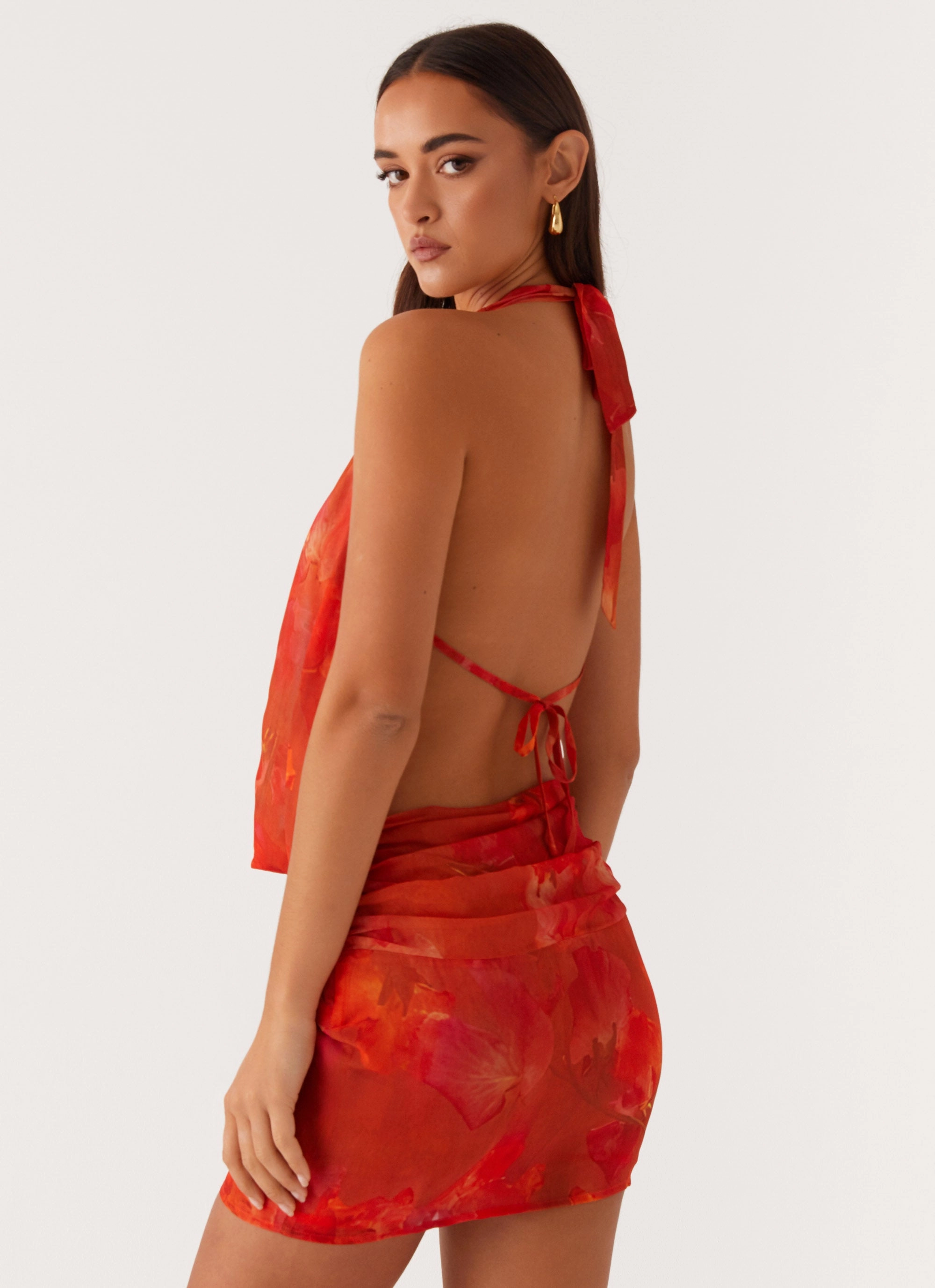 Elysia Chiffon Mini Dress - Amber Holiday-Party Festival Mood