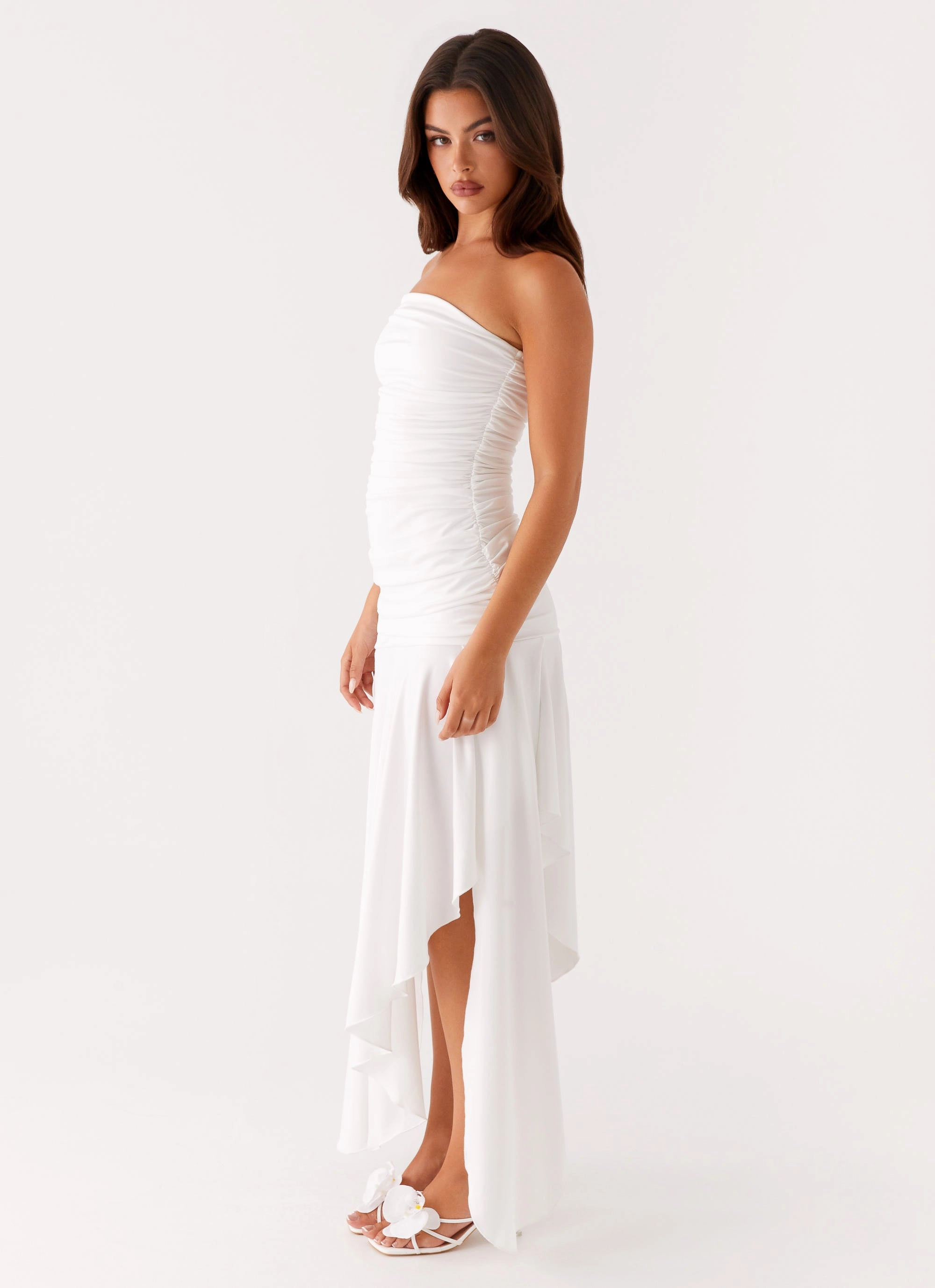 Ora Strapless Maxi Dress - White Pure Stitch