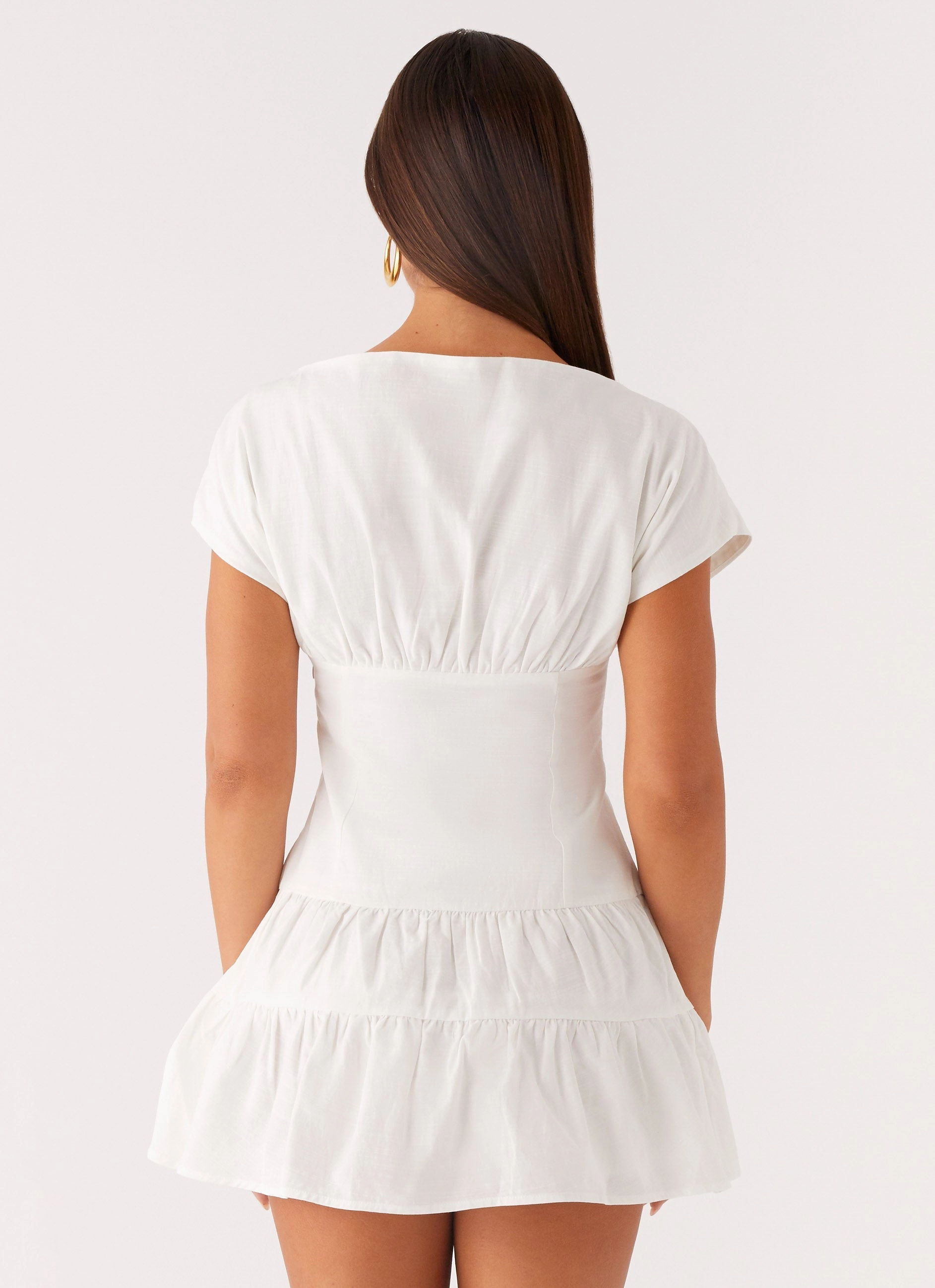 Ember Haze Boat Neck Mini Dress - Off White Party outfit Light Finish