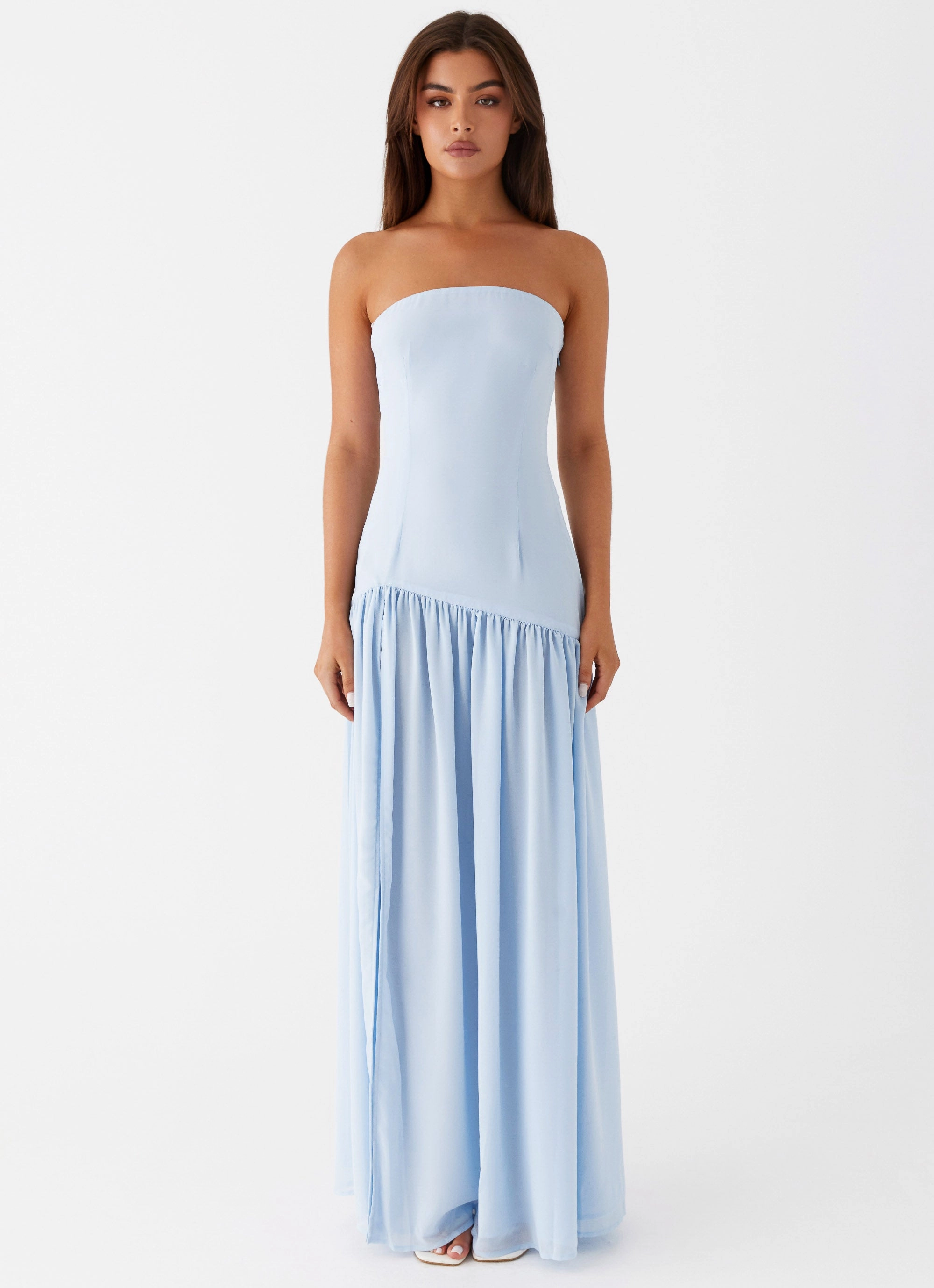 Eden Strapless Maxi Dress - Blue Monochrome Mood