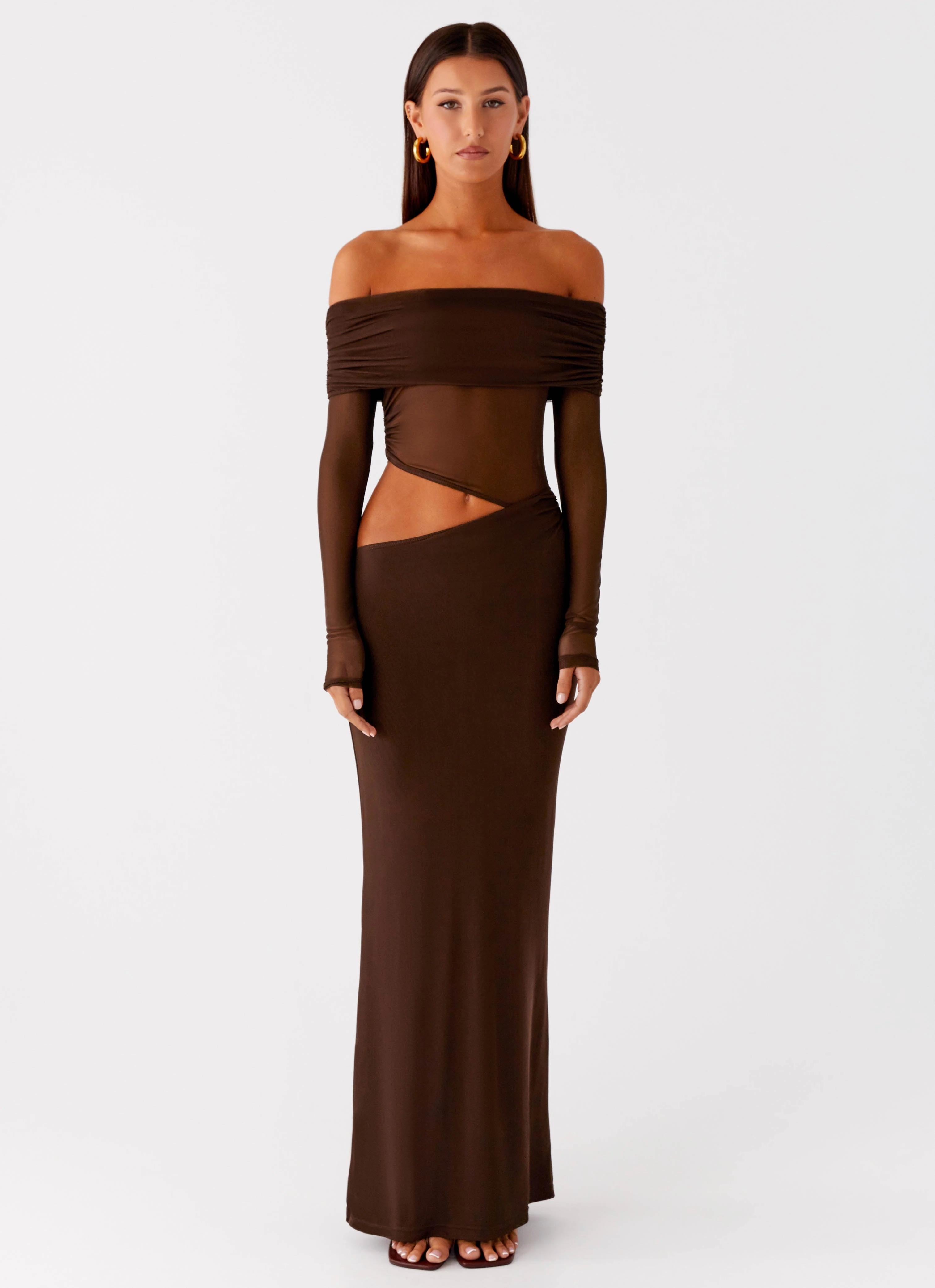 Neutral-Shade Emery Maxi Dress - Chocolate