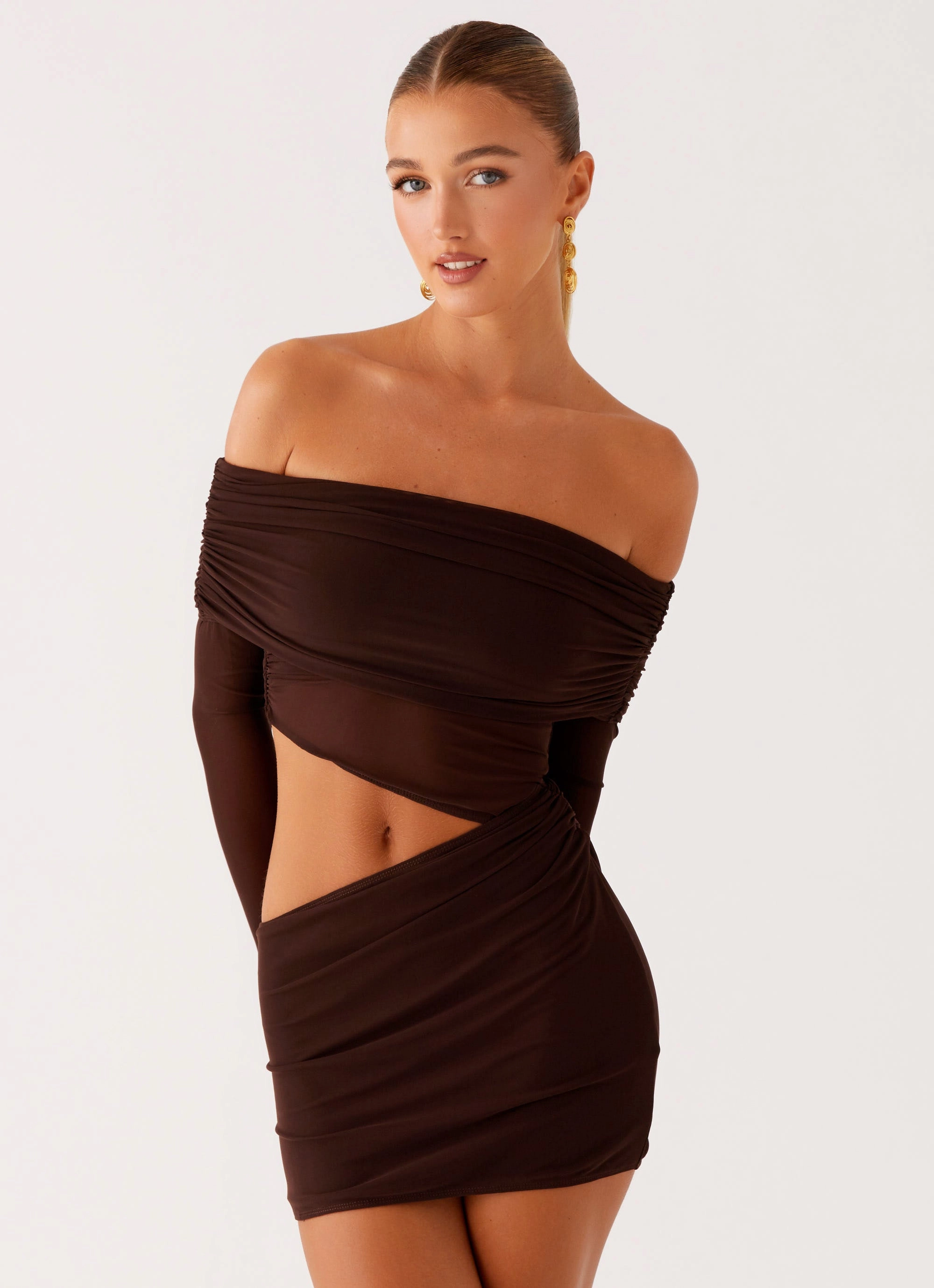 Emery Mini Dress - Chocolate Soft And Comfortable Body Ease