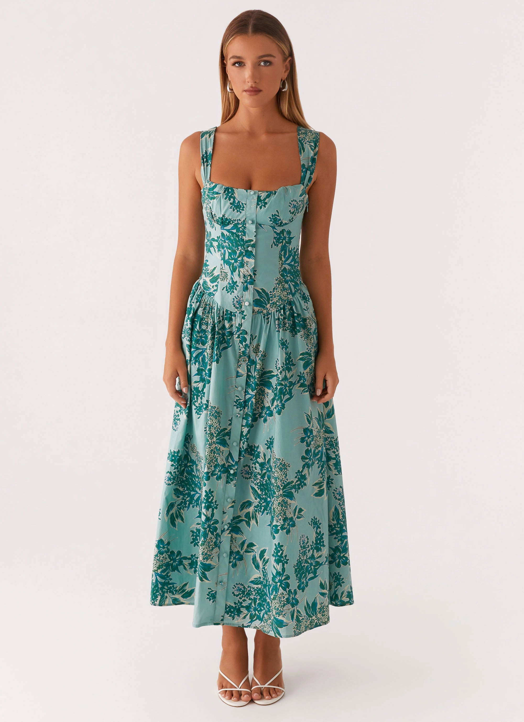 Emmalina Midi Dress - Cloud Nine Floral Soft Silhouette Villa Mood