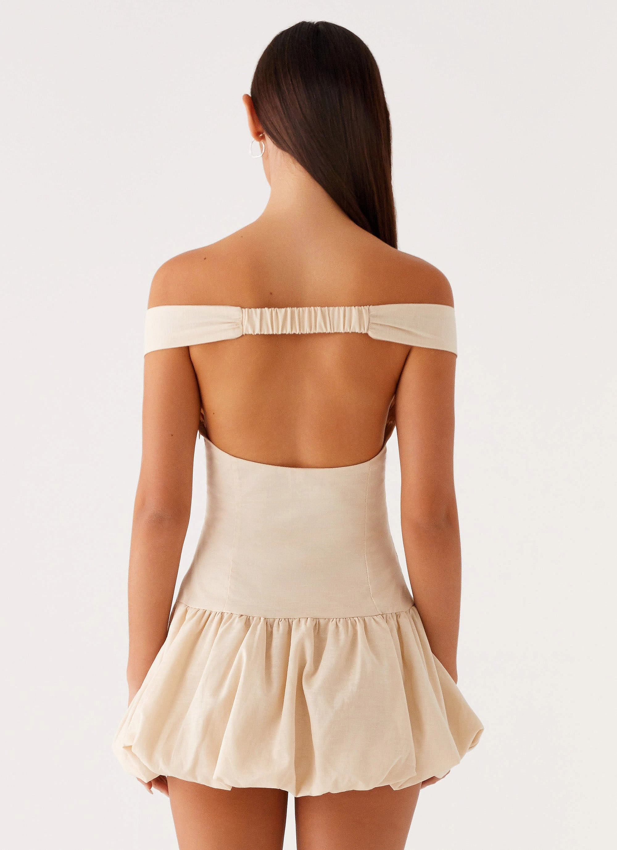 Baby-Shower Endless Romance Off Shoulder Mini Dress - Butter