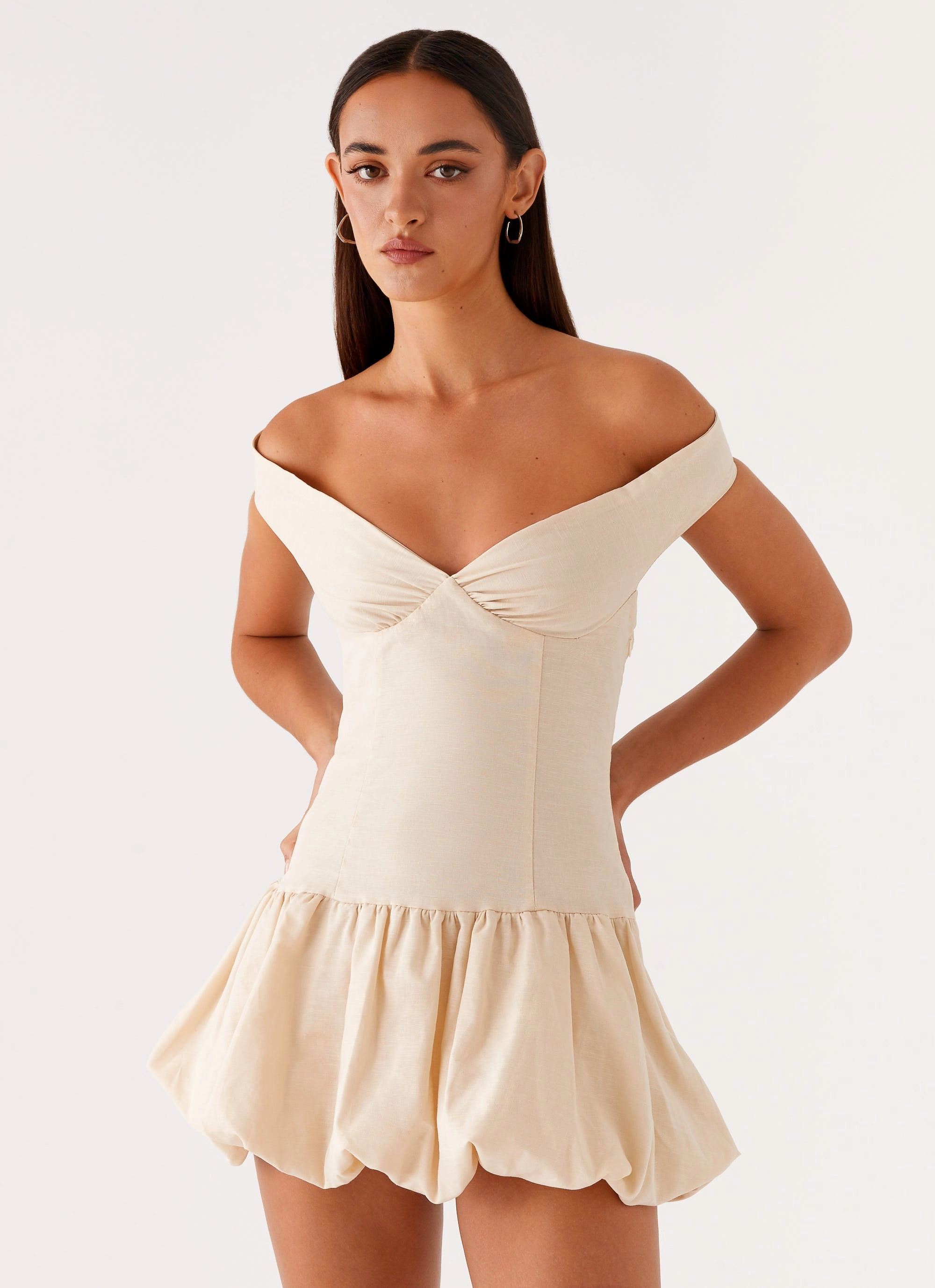 Endless Romance Off Shoulder Mini Dress - Butter Day Ready