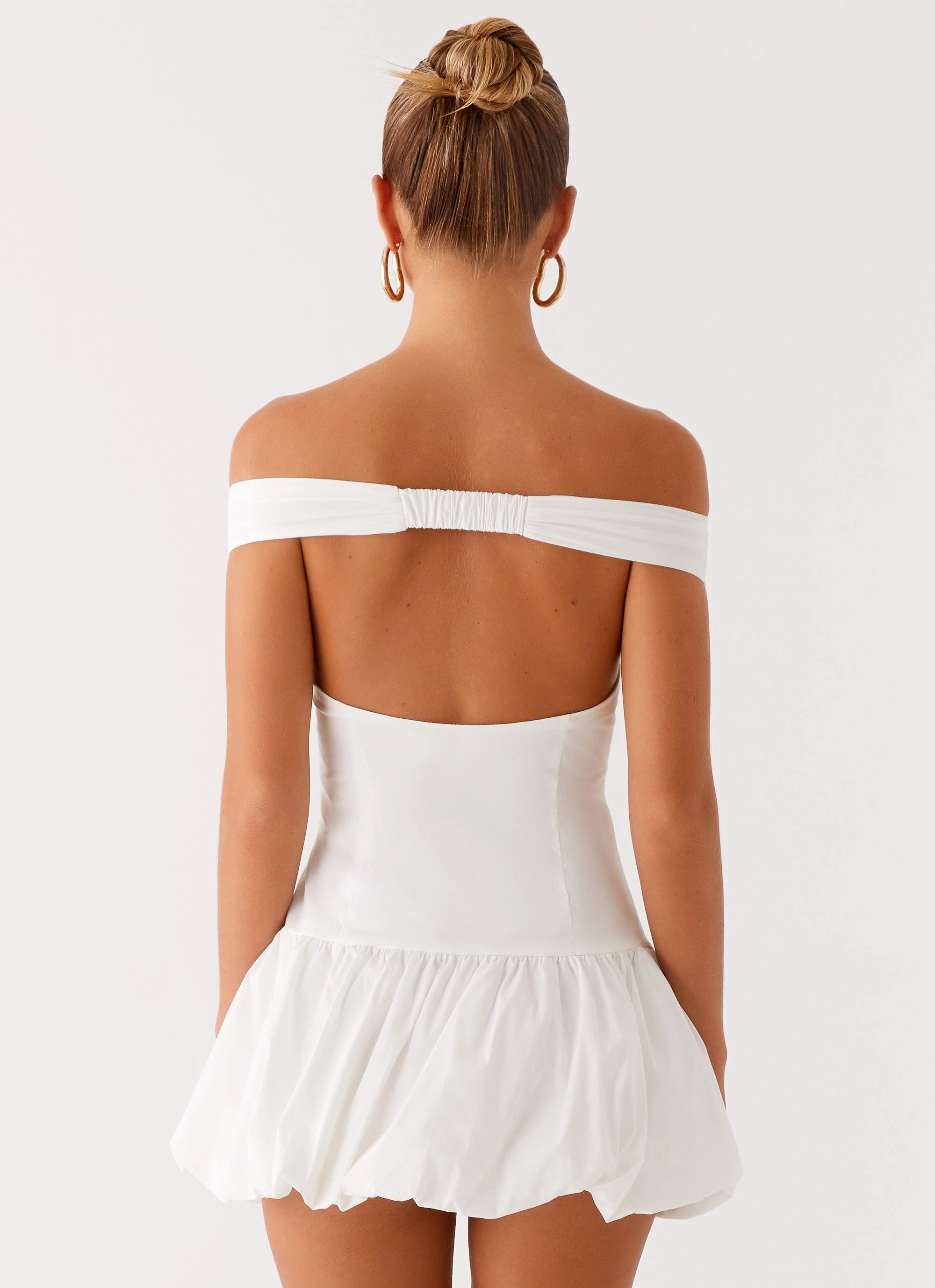 Open Design Smooth Lines Endless Romance Off Shoulder Mini Dress - White