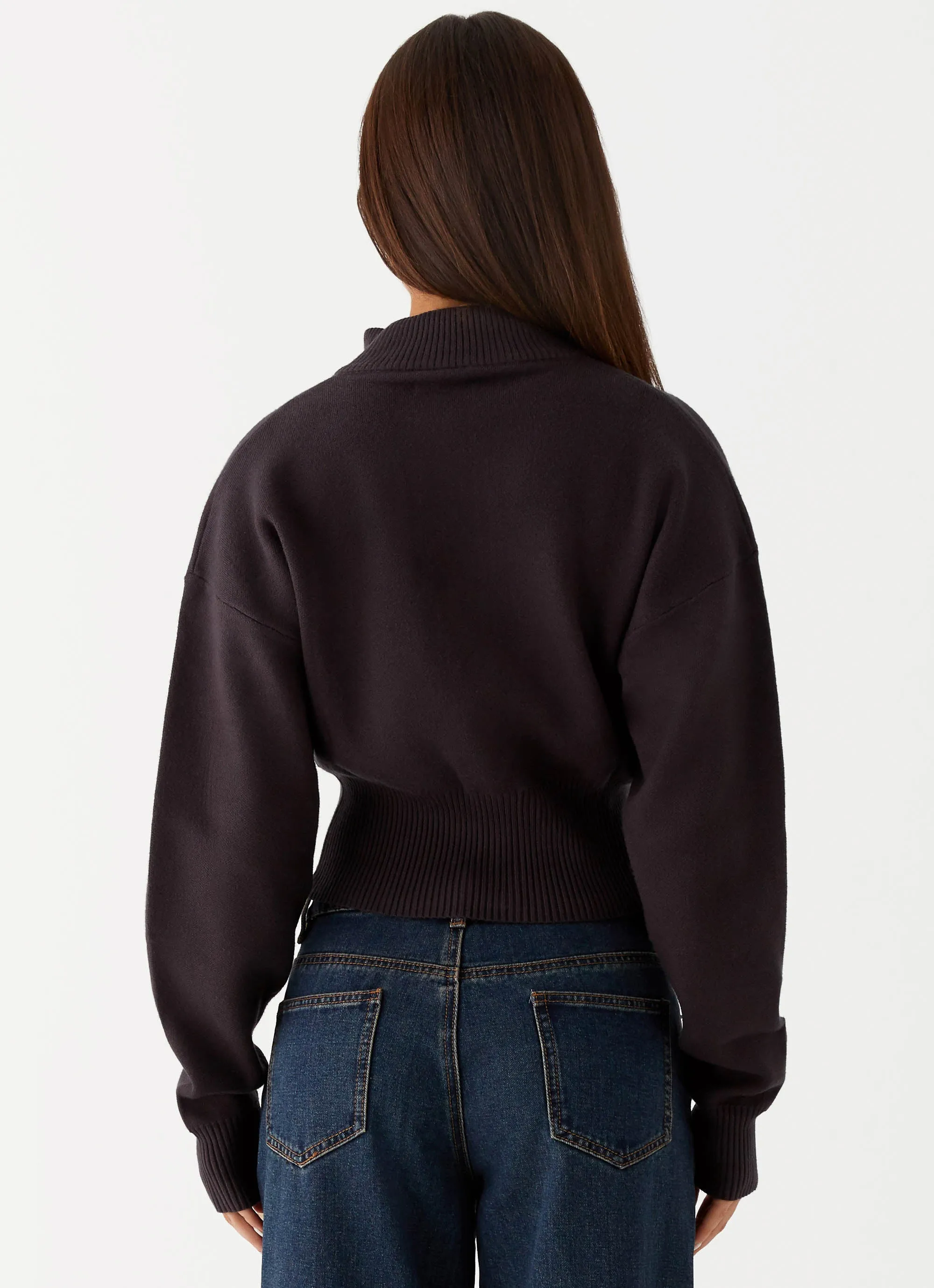 Episode High Neck Cardigan - Charcoal Keep