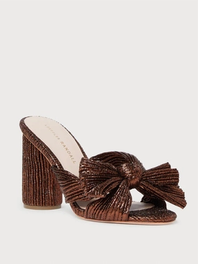 Penny Metallic Lam?? Block-Heel Mules In Mocha Breathability