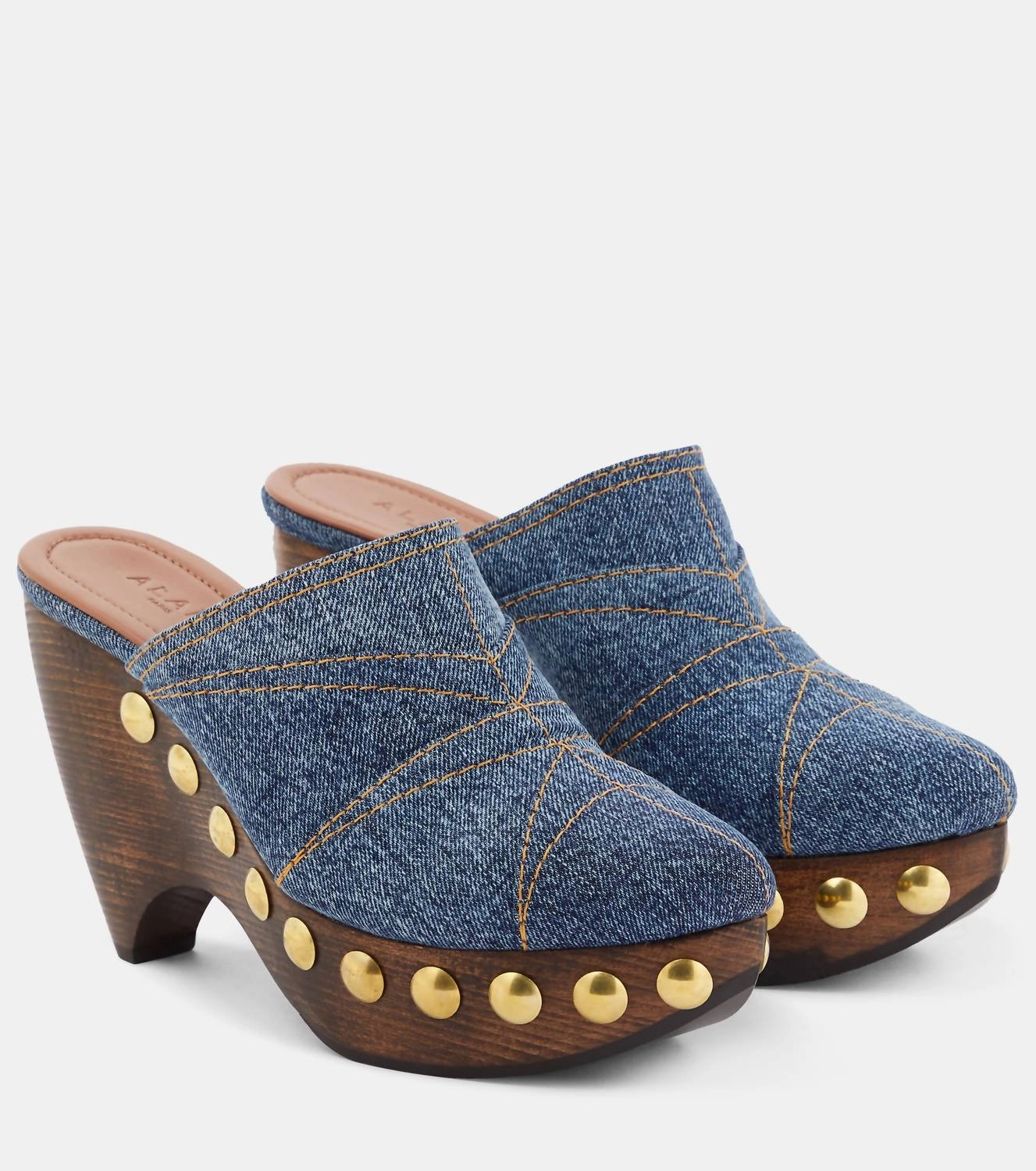 Easy To Slip Knit Material Preloved Women's Le Sabot Denim Mules In Blue