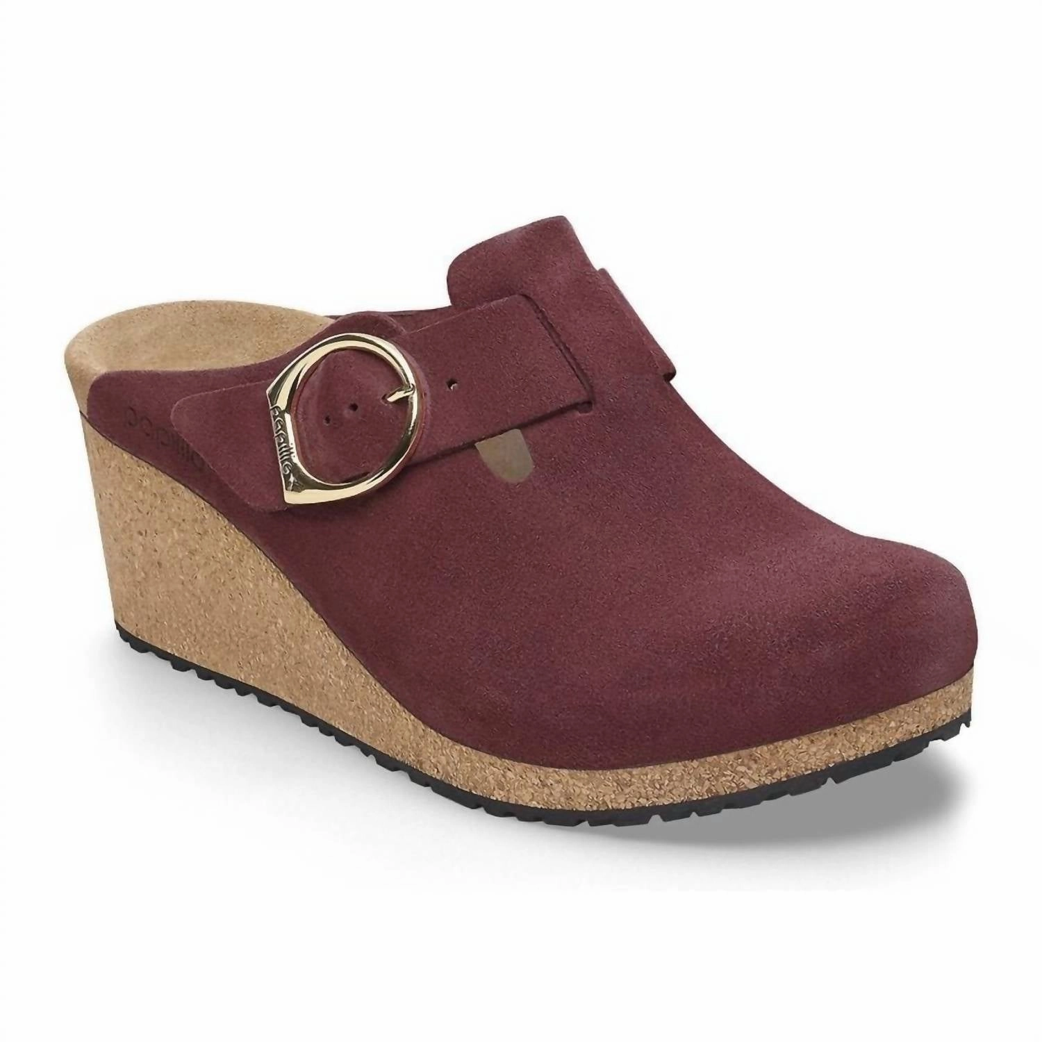 RemovableInsole Women's Fanny Ring Buckle Suede Leather Clog - Medium/narrow In Berry Crush