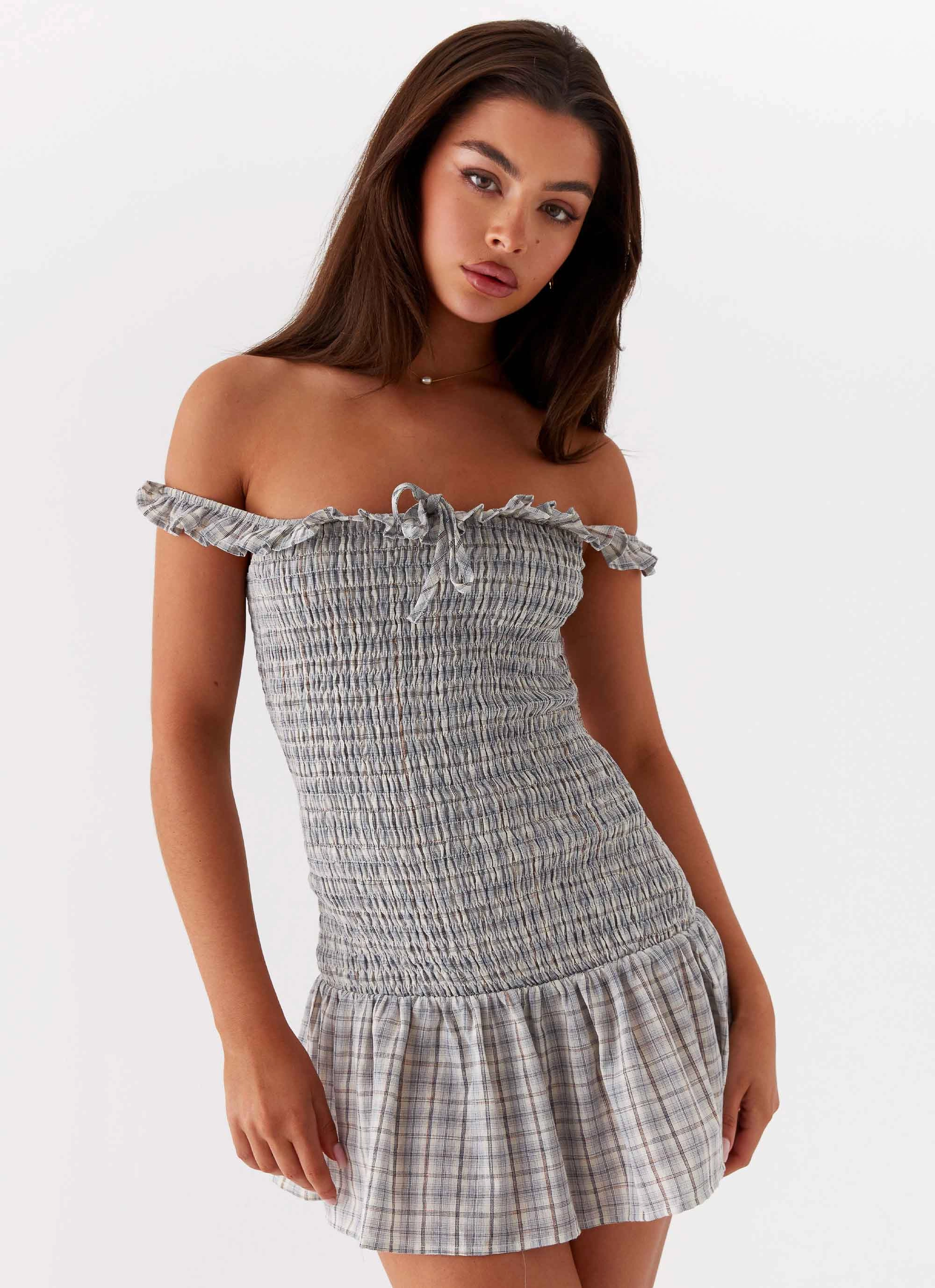 Anica Check Mini Dress - Grey Check Refined Vibe