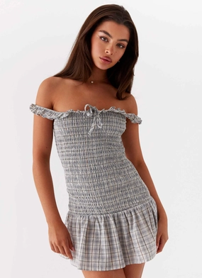Anica Check Mini Dress - Grey Check Refined Vibe