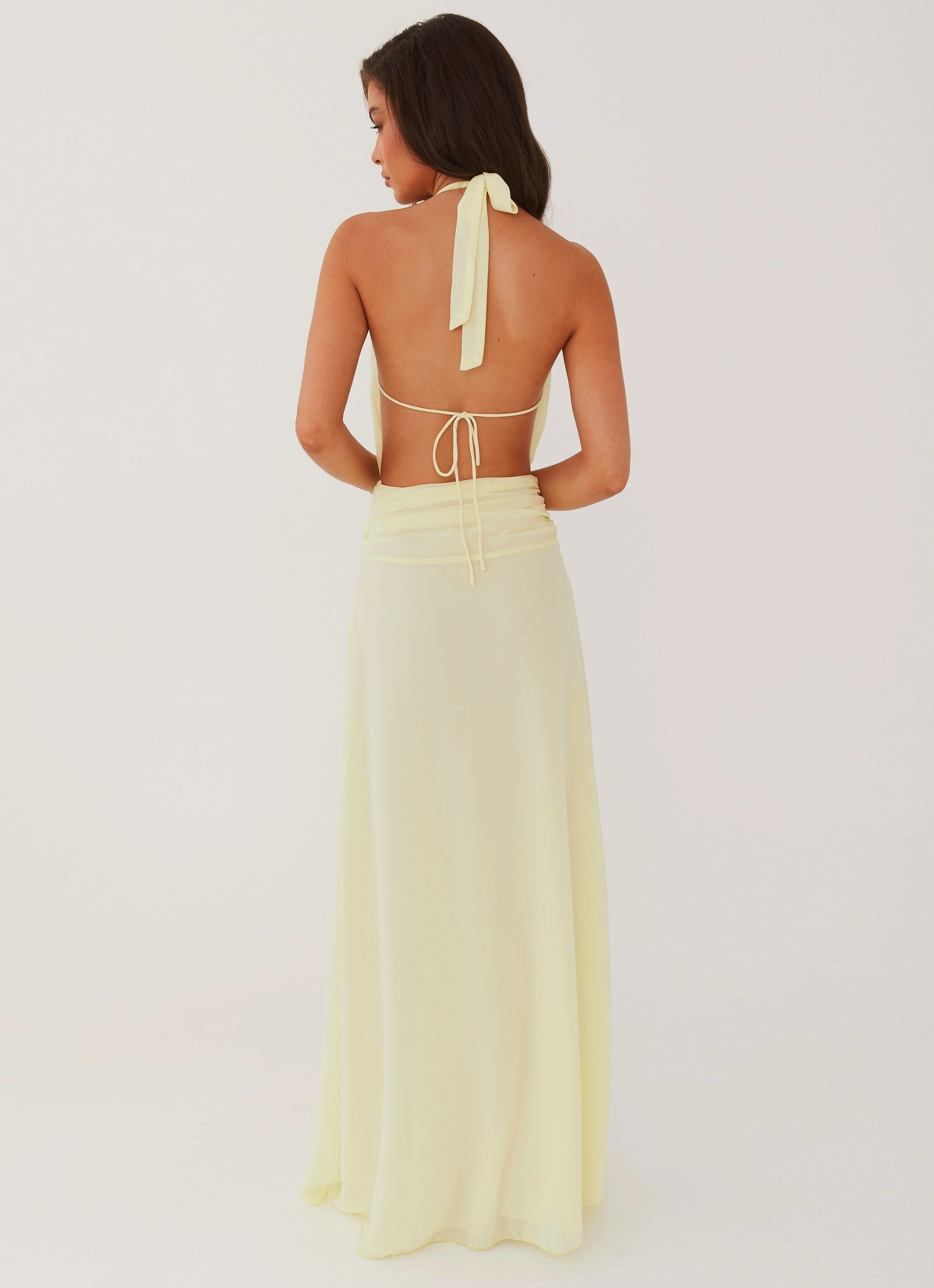 Picture Perfect Elysia Chiffon Maxi Dress - Lemon