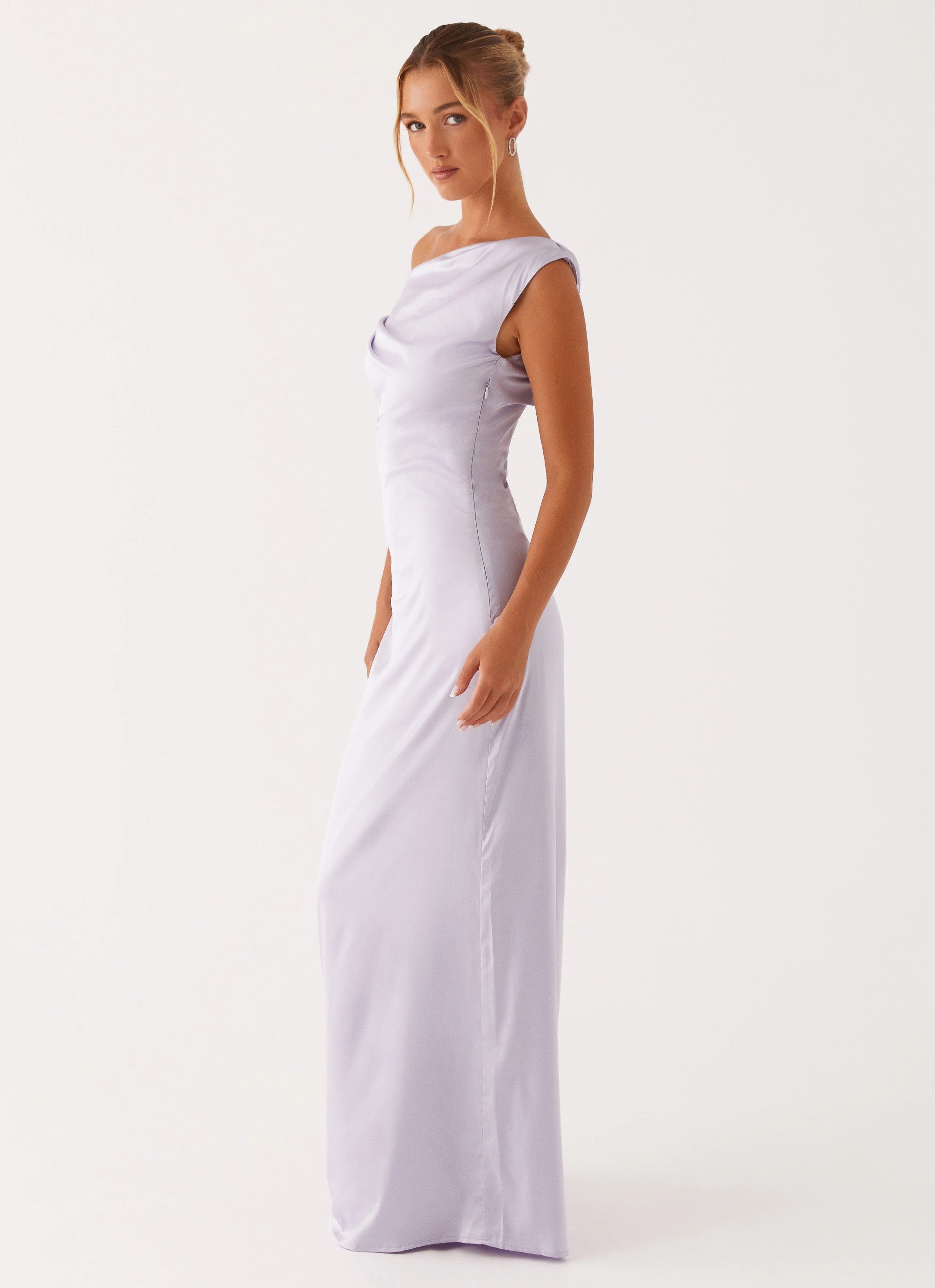 Heart Of Glass Satin Maxi Dress - Lilac Year Rounder Timeless Look Wear