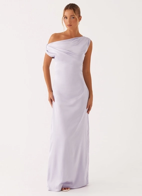 Reversible-Style Heart Of Glass Satin Maxi Dress - Lilac