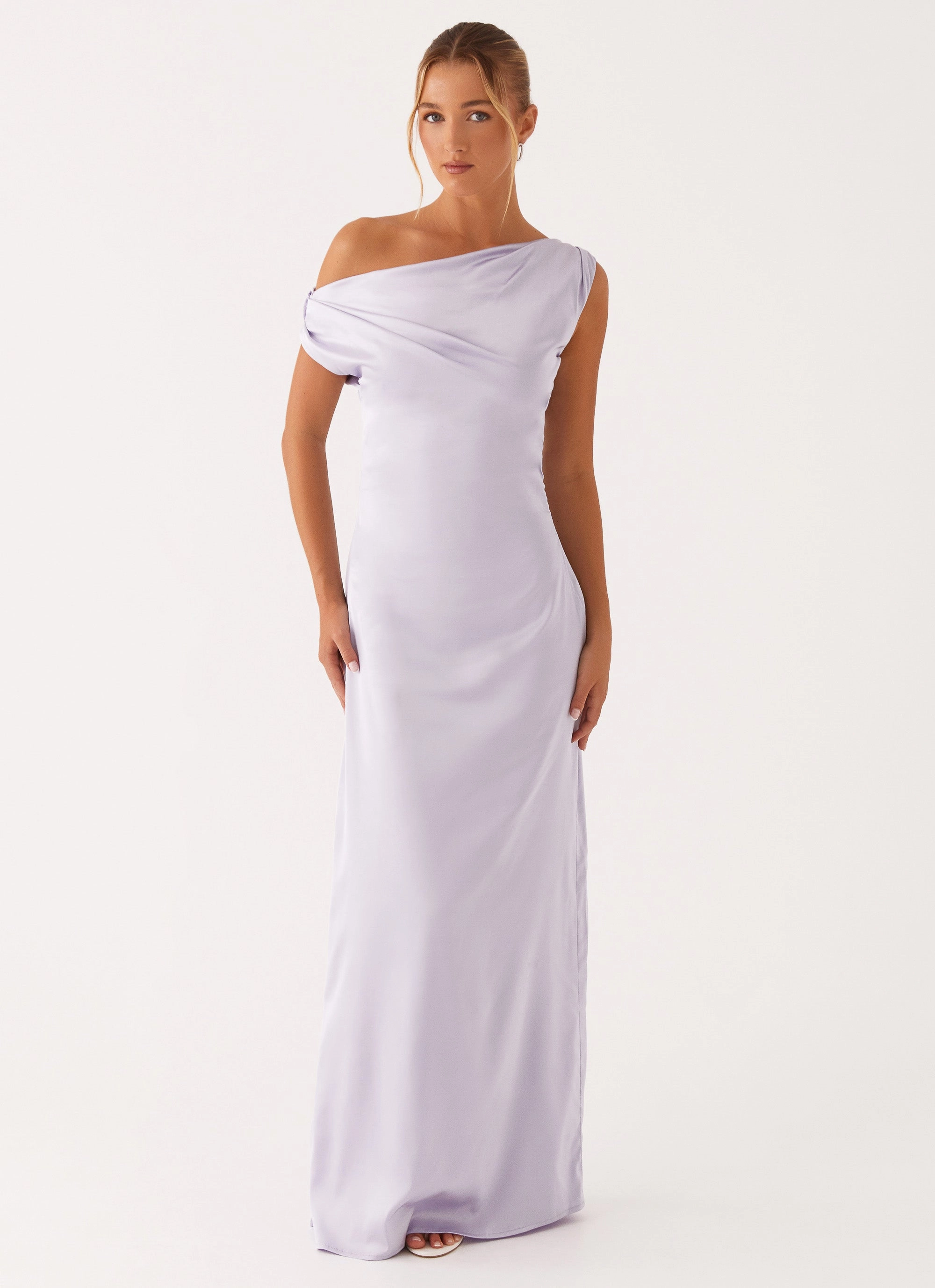 Reversible-Style Heart Of Glass Satin Maxi Dress - Lilac