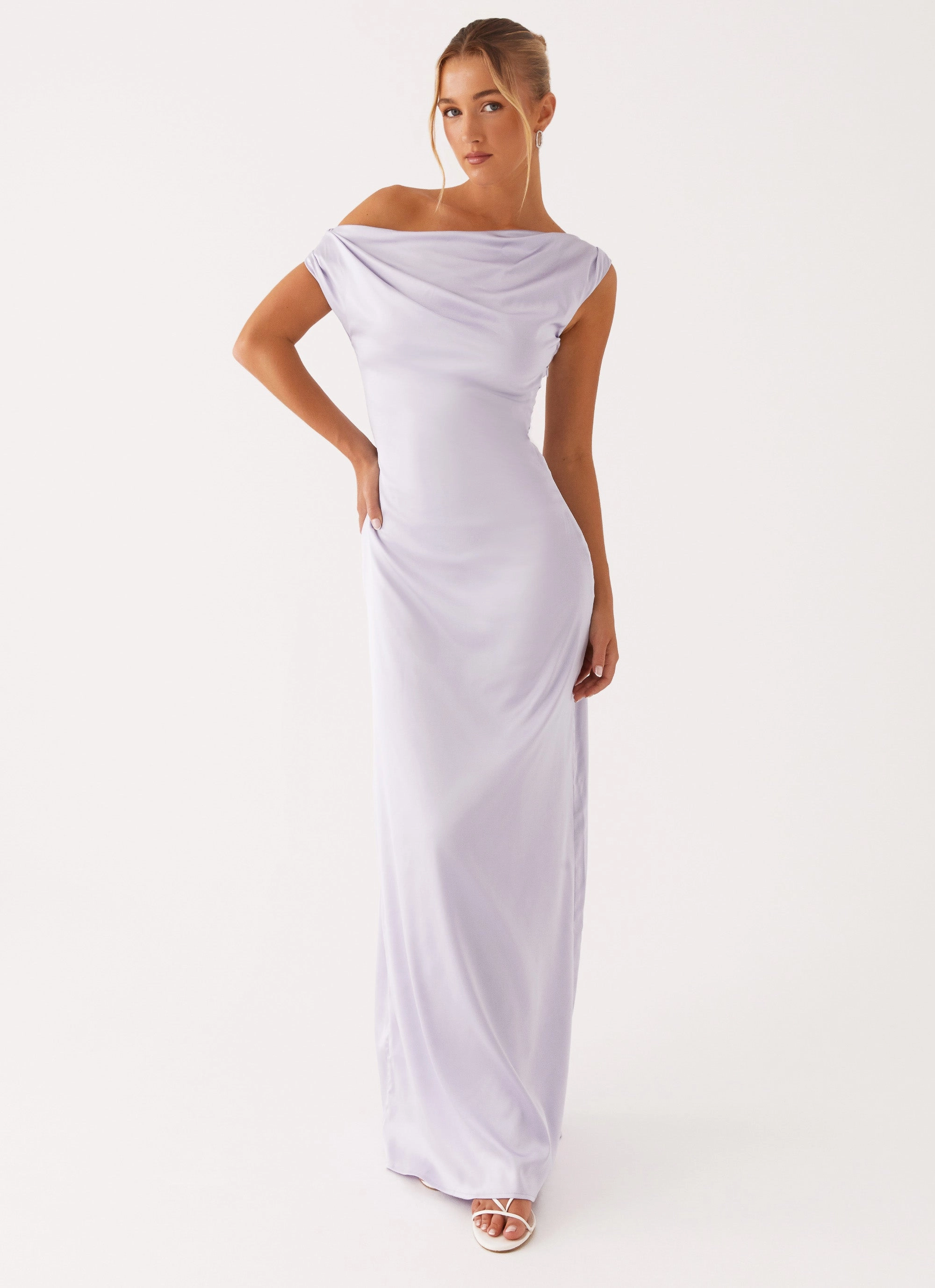 Heart Of Glass Satin Maxi Dress - Lilac Flattering Design Body Safe