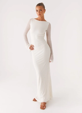 Ethereal Long Sleeve Maxi Dress - Ivory Feminine Movement