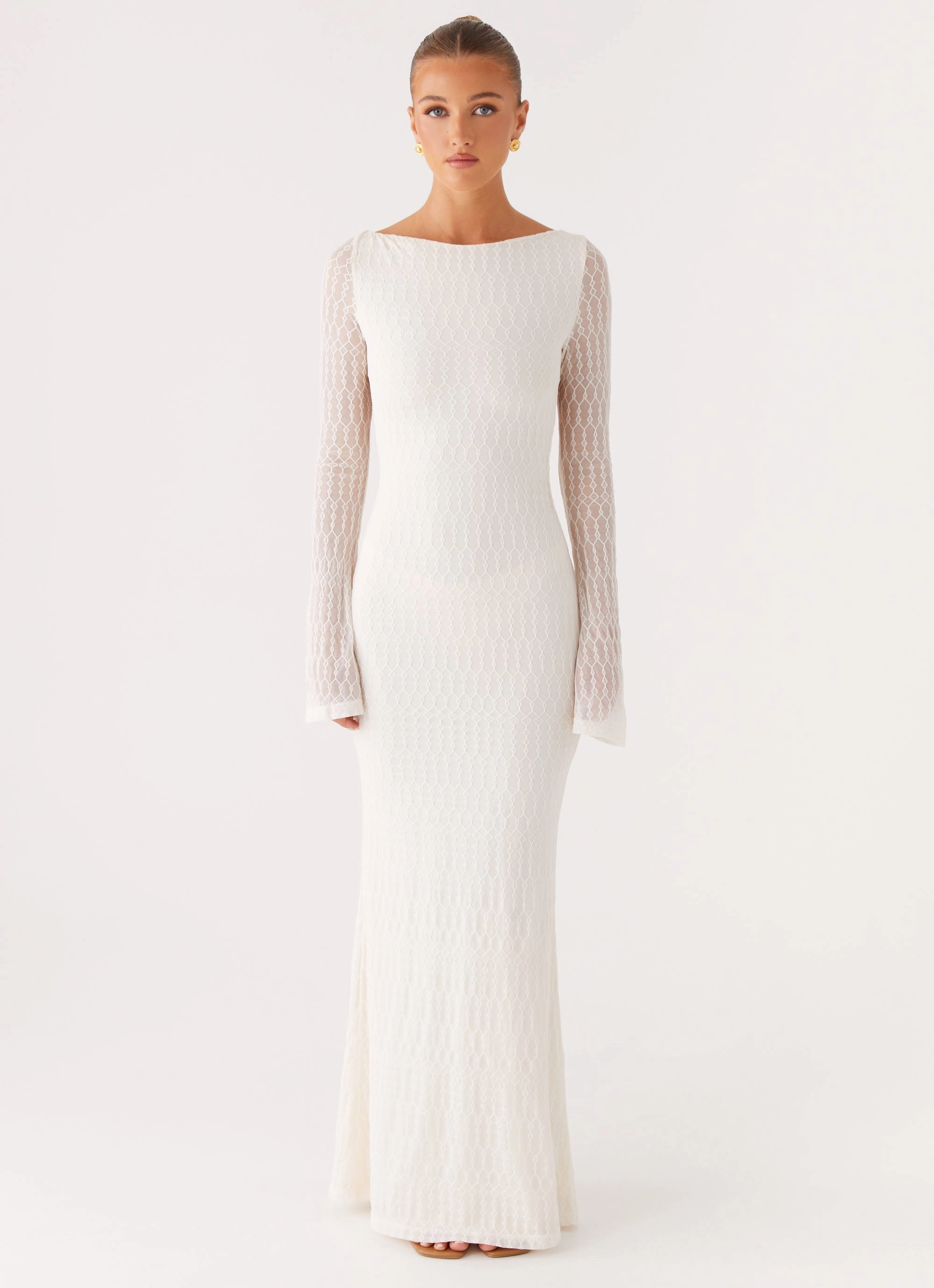 Ethereal Long Sleeve Maxi Dress - Ivory Match Quick City Friendly