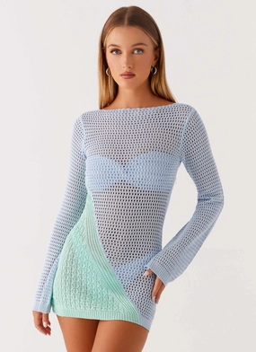 Estie Long Sleeve Crochet Mini Dress - Multi Anytime Wear