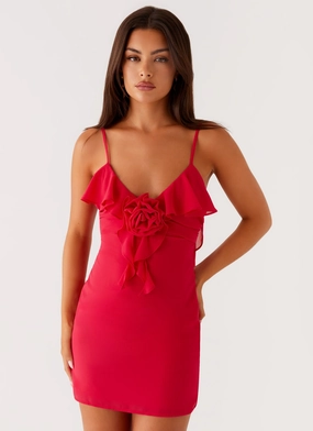 Haylie Mini Dress - Raspberry Hip-Flattering Sophisticated Elegance