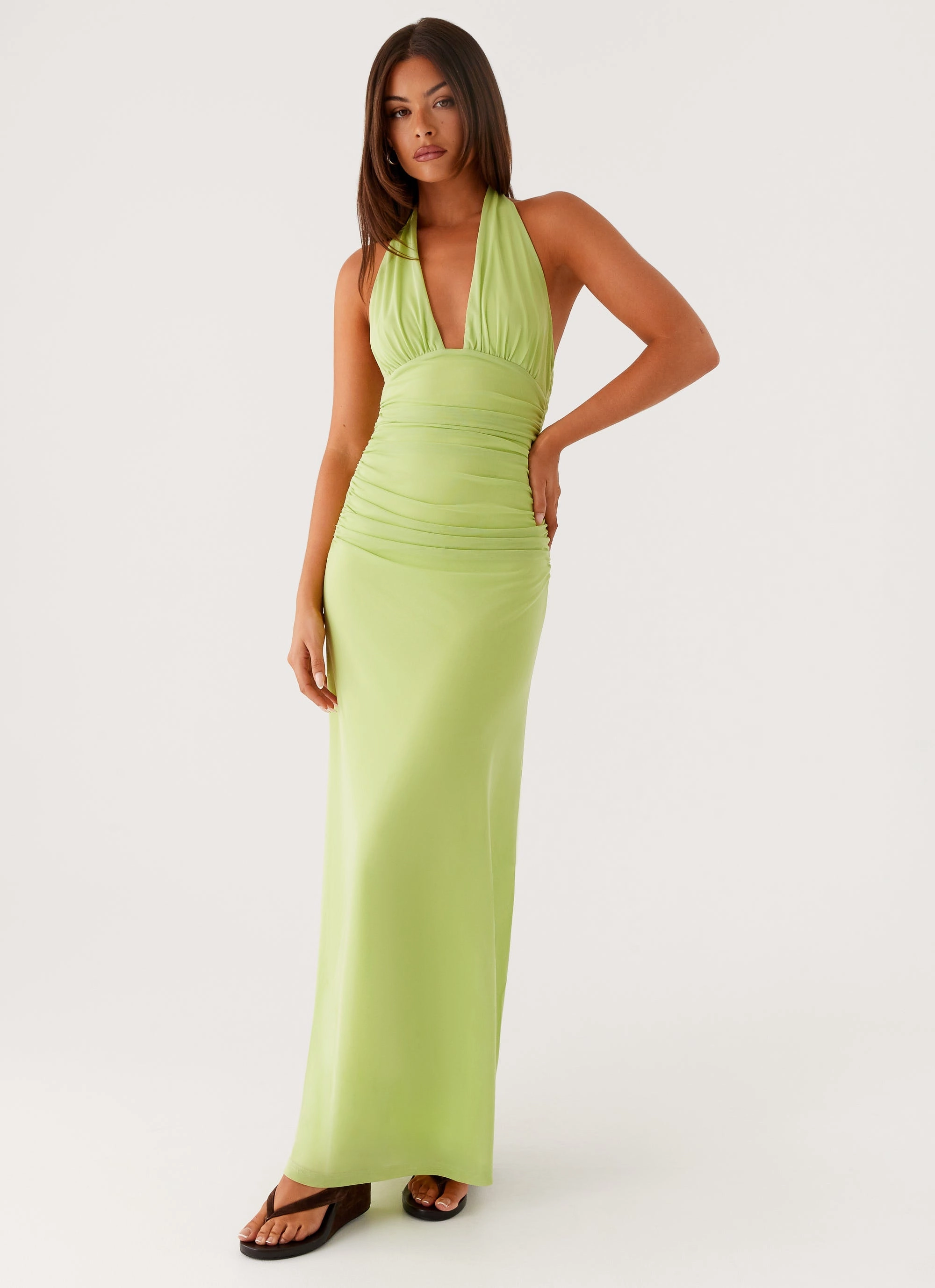 Kerrie Maxi Dress - Lime Airy Weave Smart and Polished