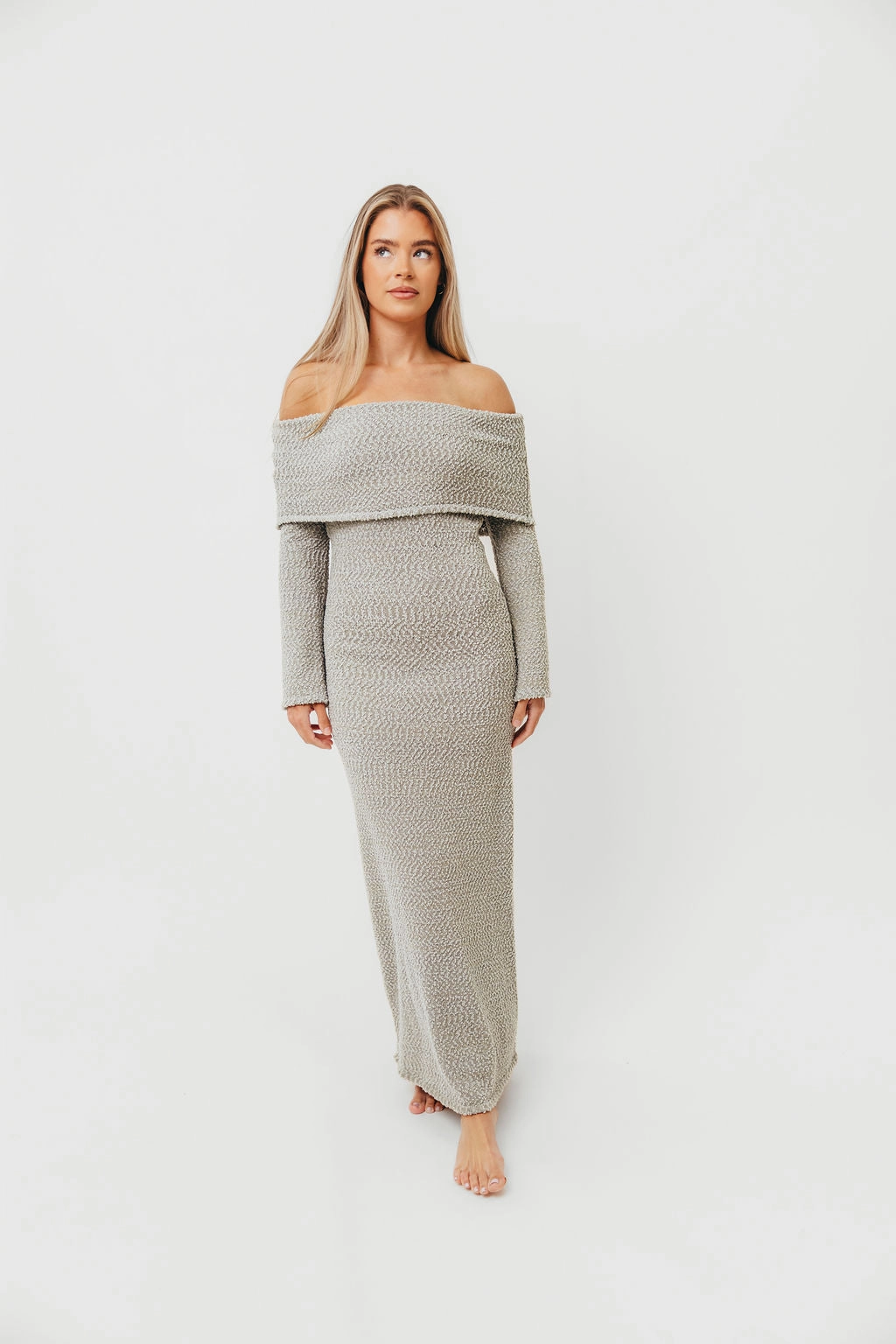 Nora Knit Maxi Dress in Dusty Sage - Bump Friendly SmoothEdgeFinish