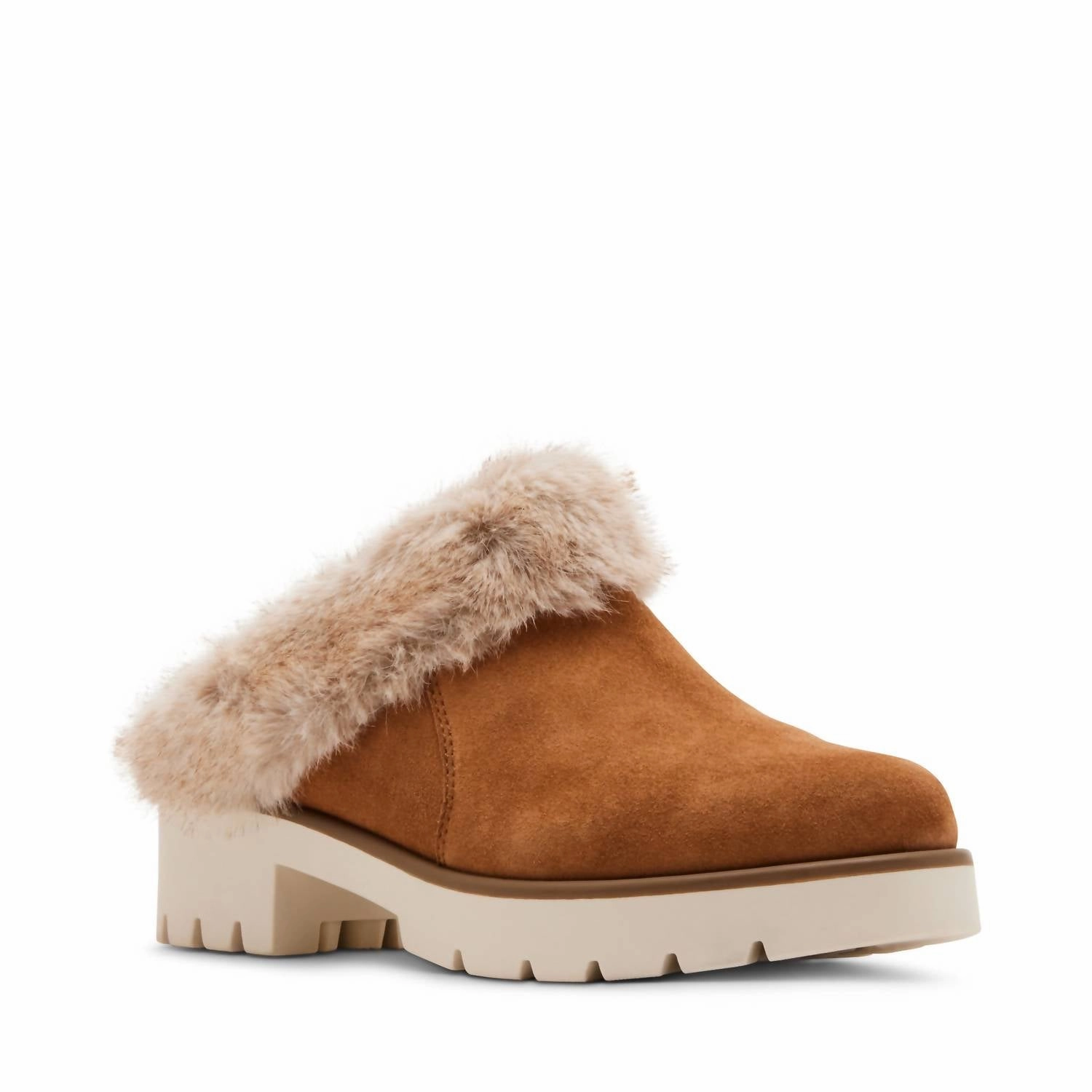 Reinforced toe cap Women's Karoline Water Resistant Mule In Tan Suede